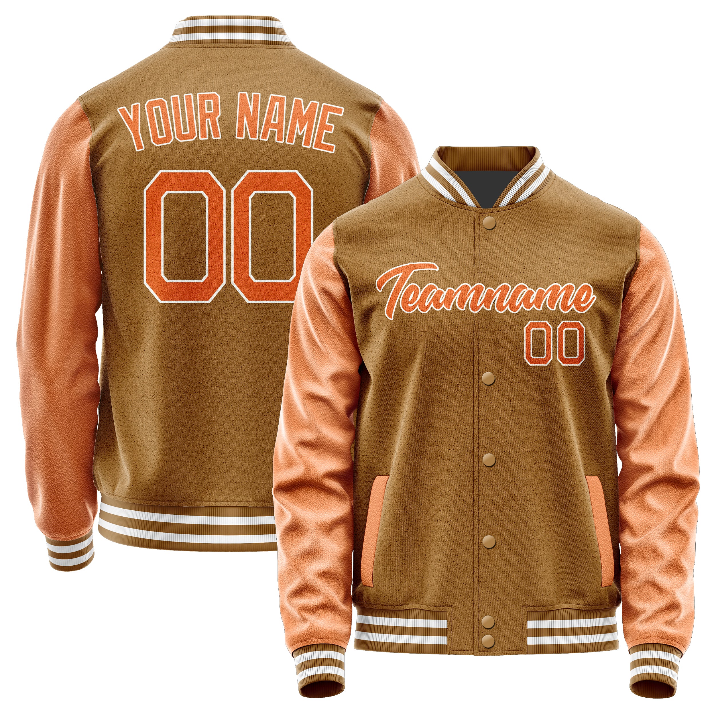 Custom Khaki Orange Jacket JA2222282218B21828