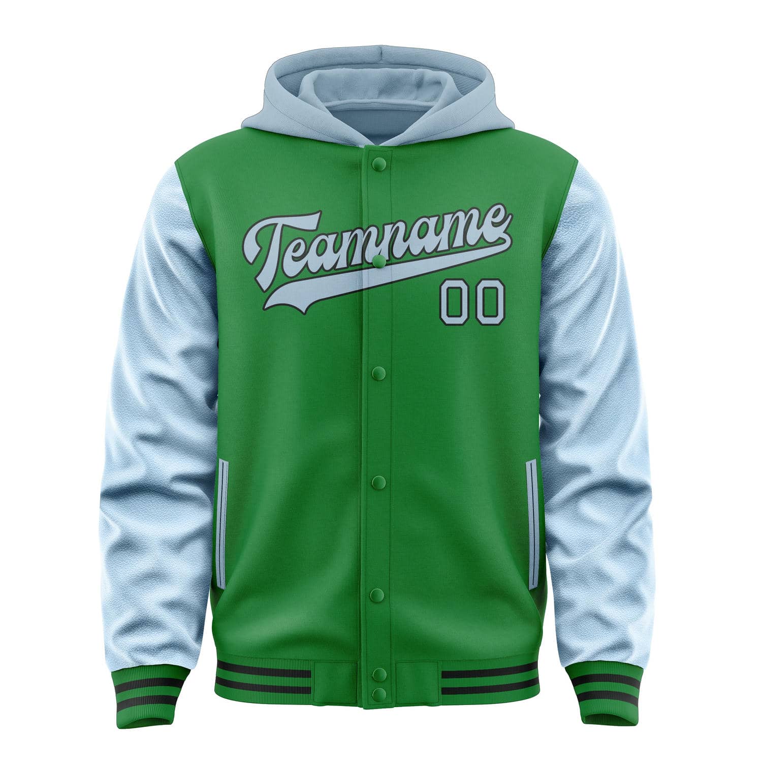 Custom Emerald Green Light Blue Jacket