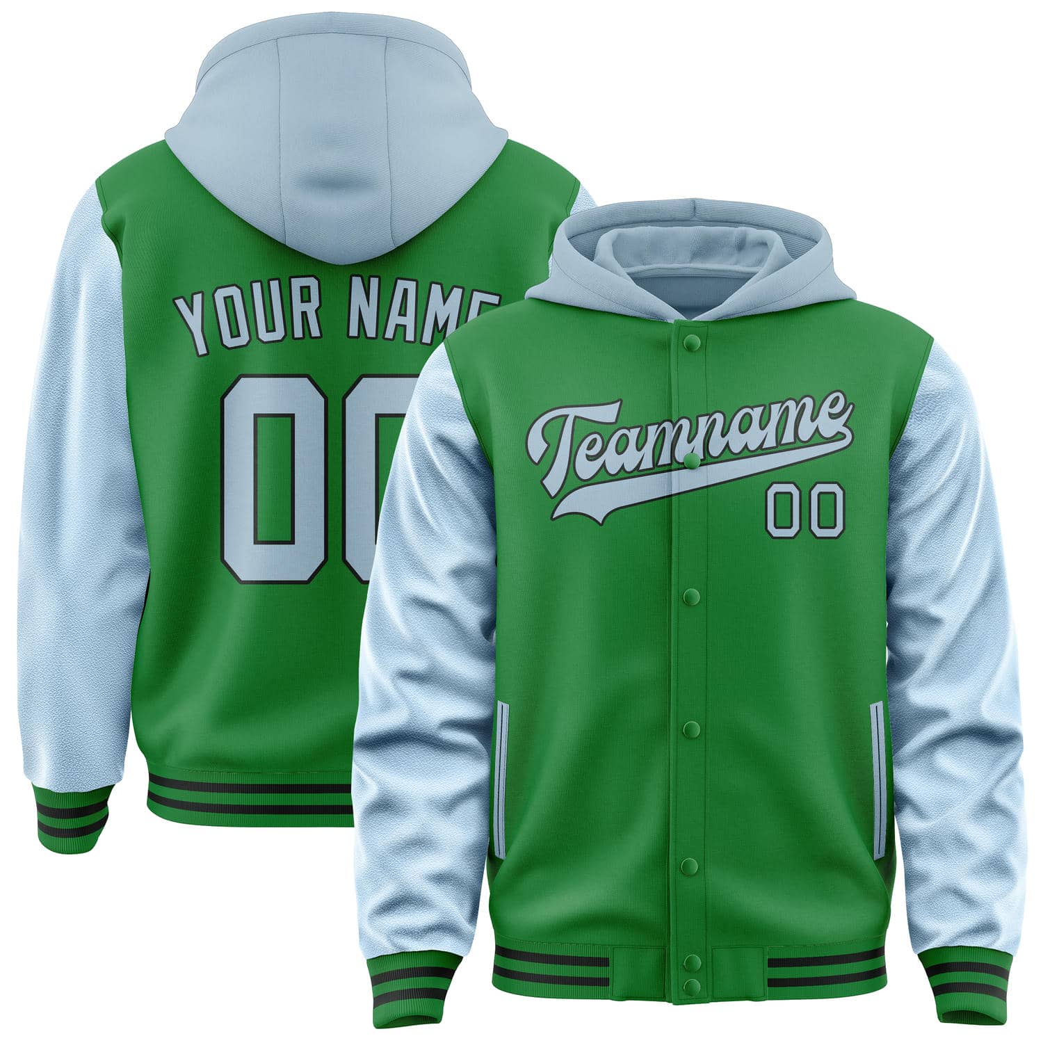 Custom Emerald Green Light Blue Jacket