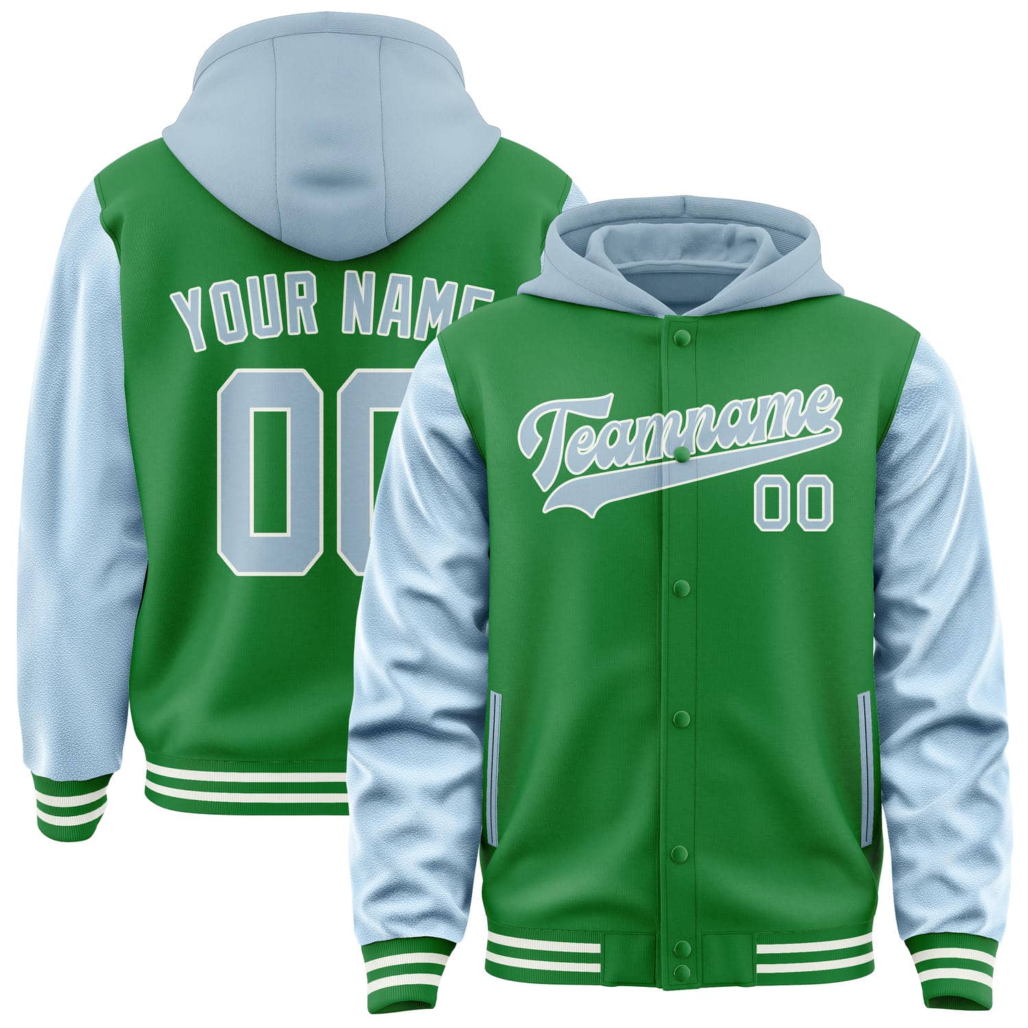 Custom Emerald Green Light Blue Jacket
