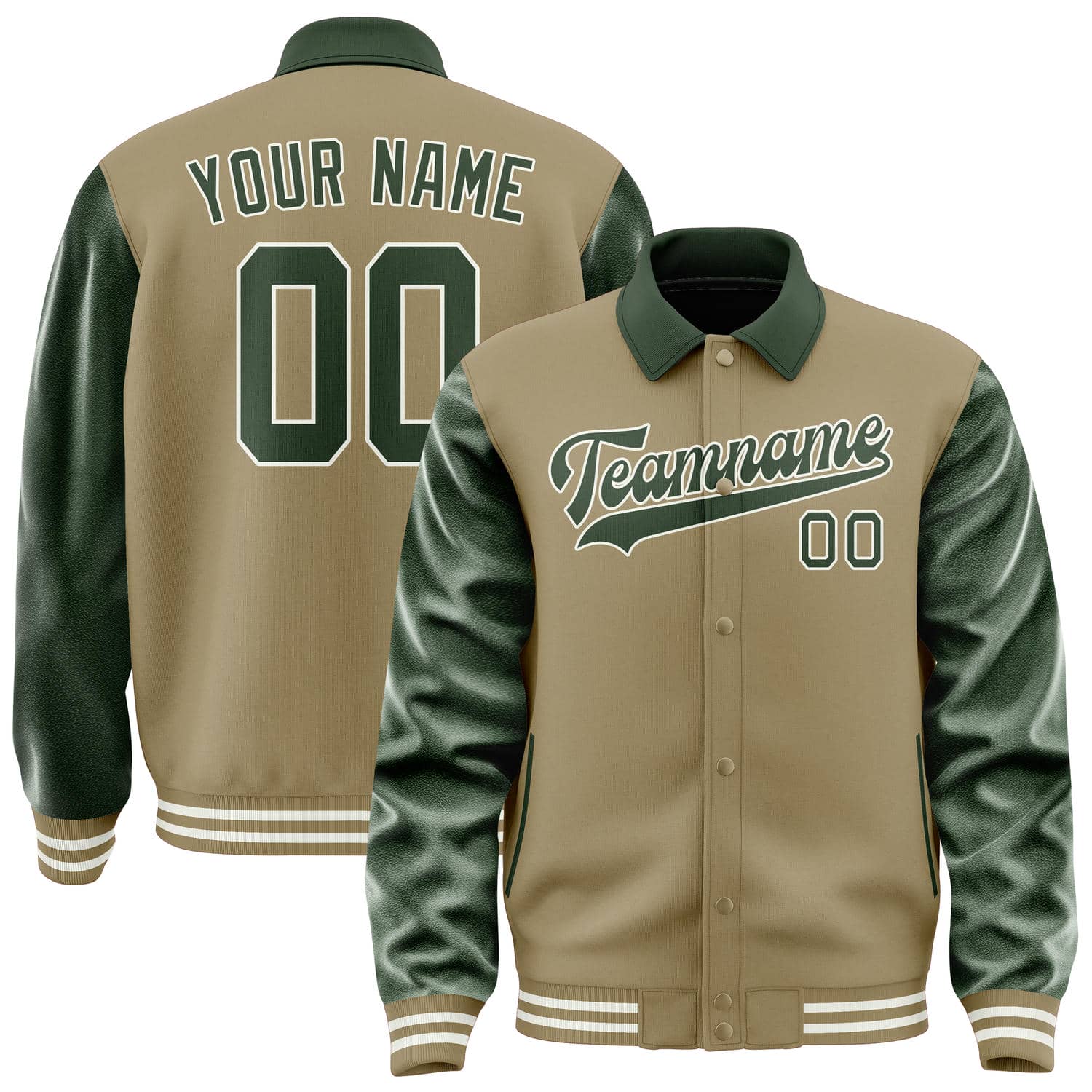 Custom Light Khaki Dark Green Jacket