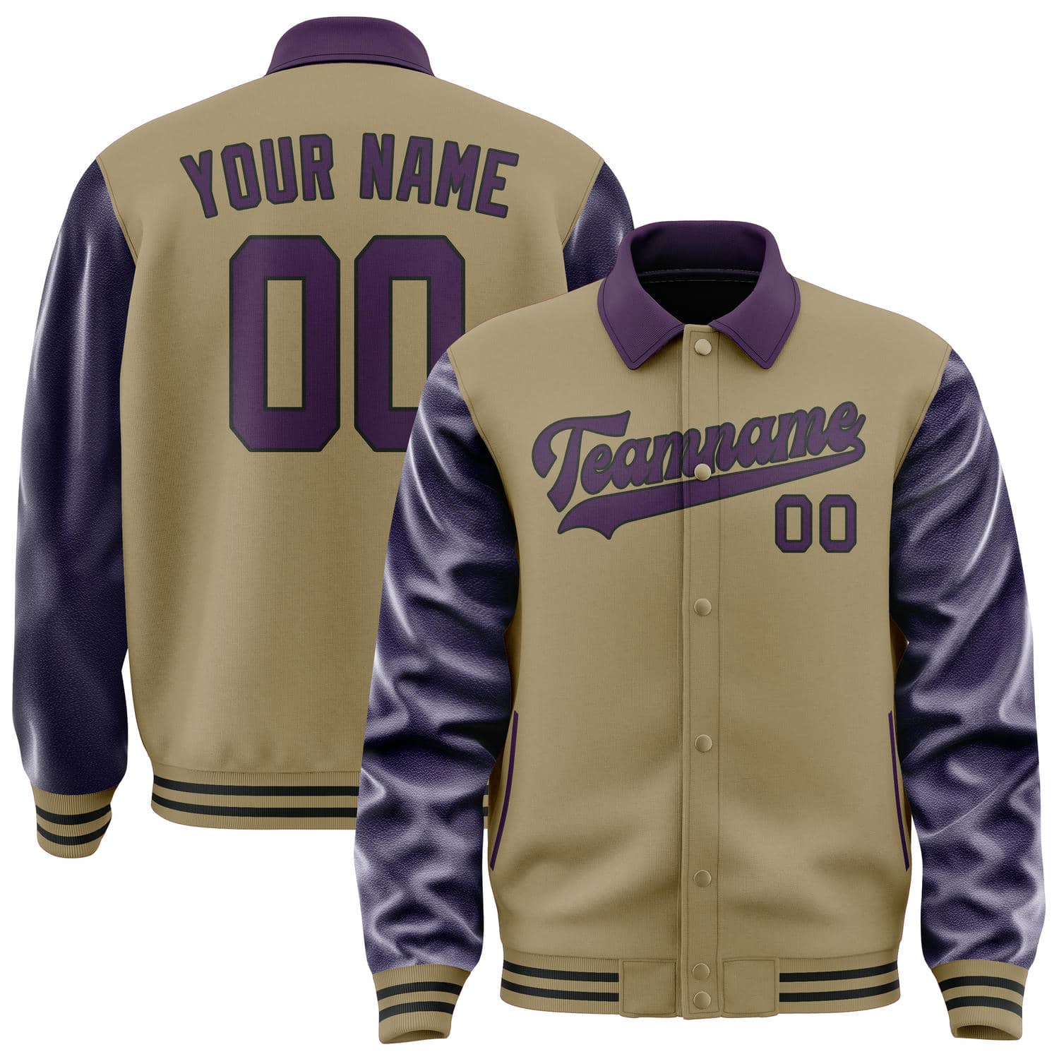 Custom Light Khaki Purple Jacket