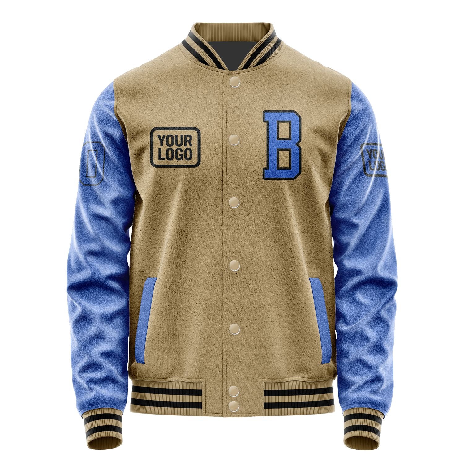 Custom Light Khaki Sky Blue Jacket JA252509251717090917