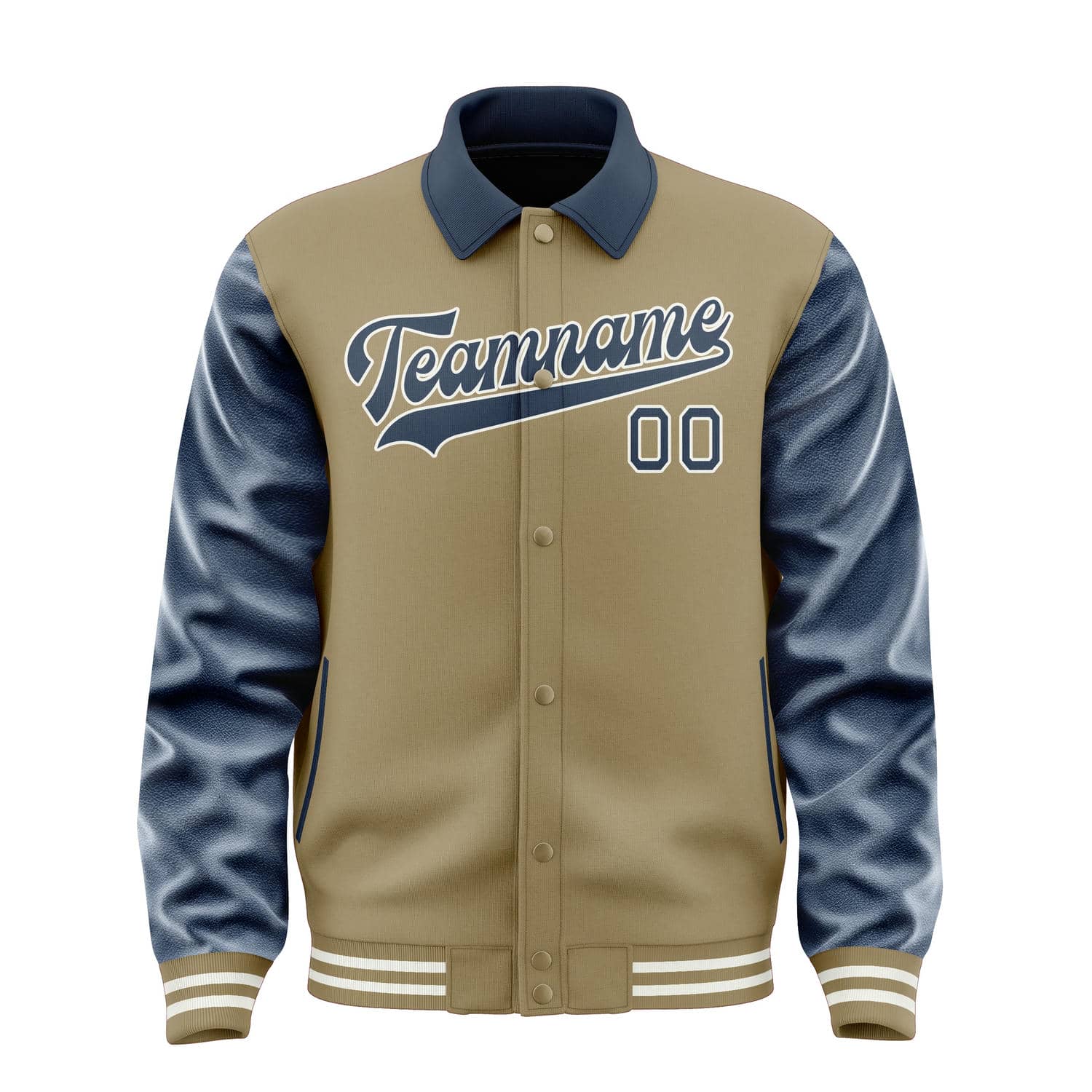 Custom Light Khaki Blue Jacket