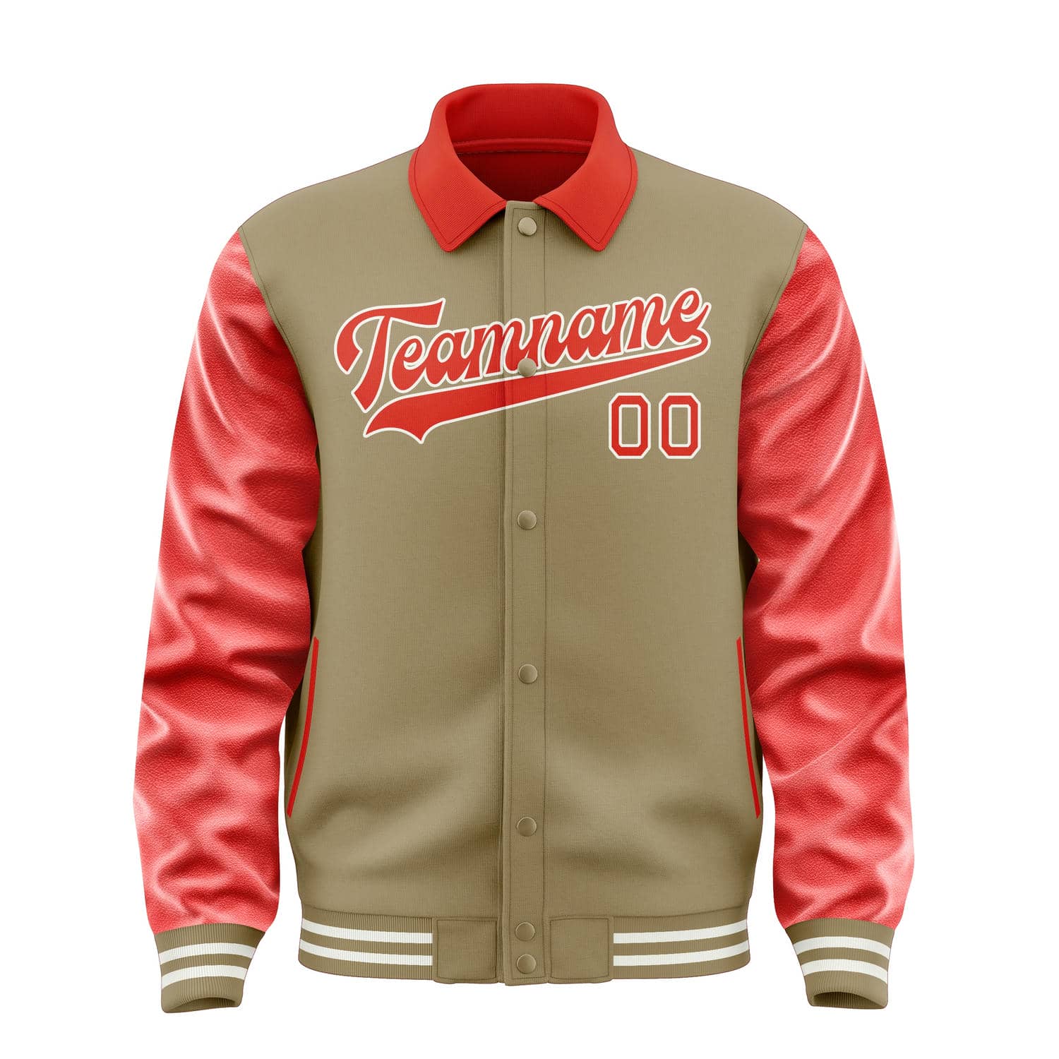 Custom Light Khaki Orange Red Jacket