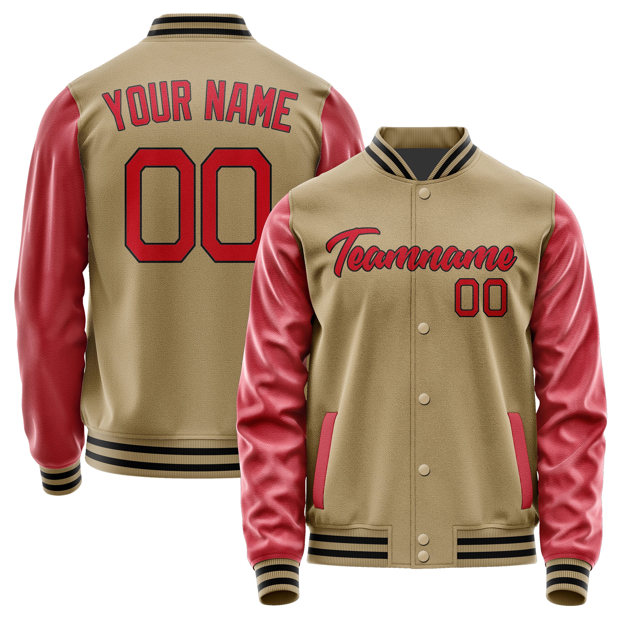 Custom Light Khaki Red Jacket JA2525142517B21714