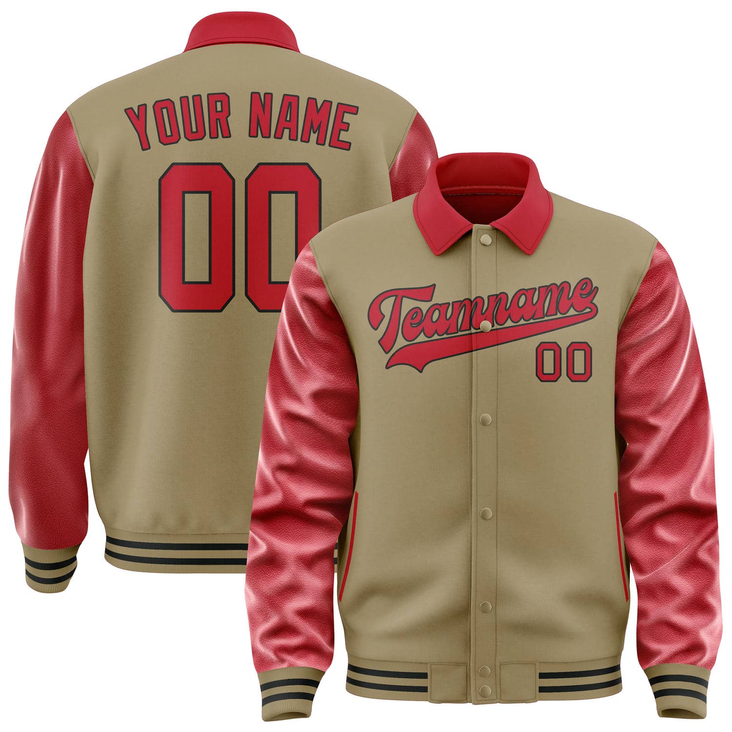 Custom Light Khaki Red Jacket