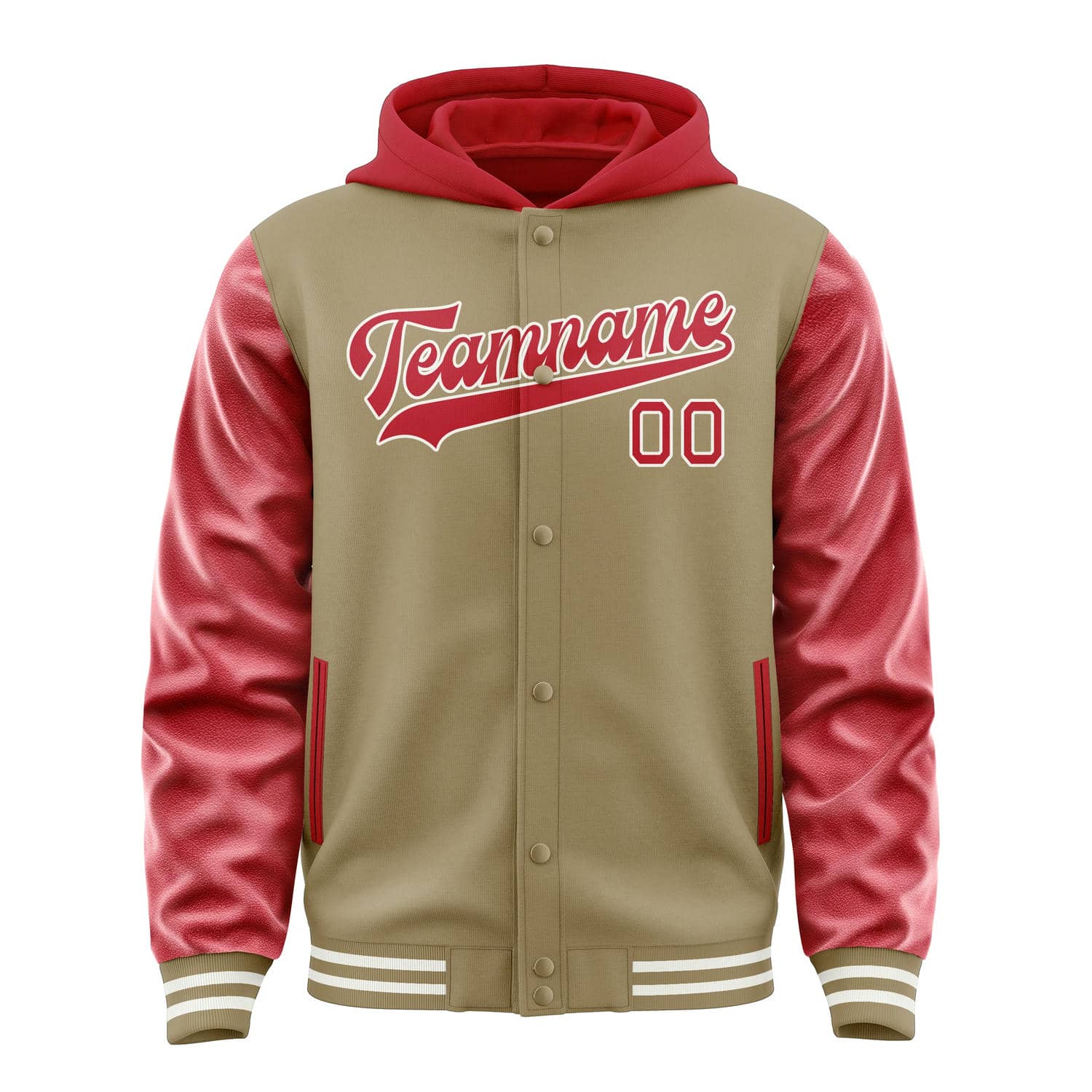 Custom Light Khaki Red Jacket
