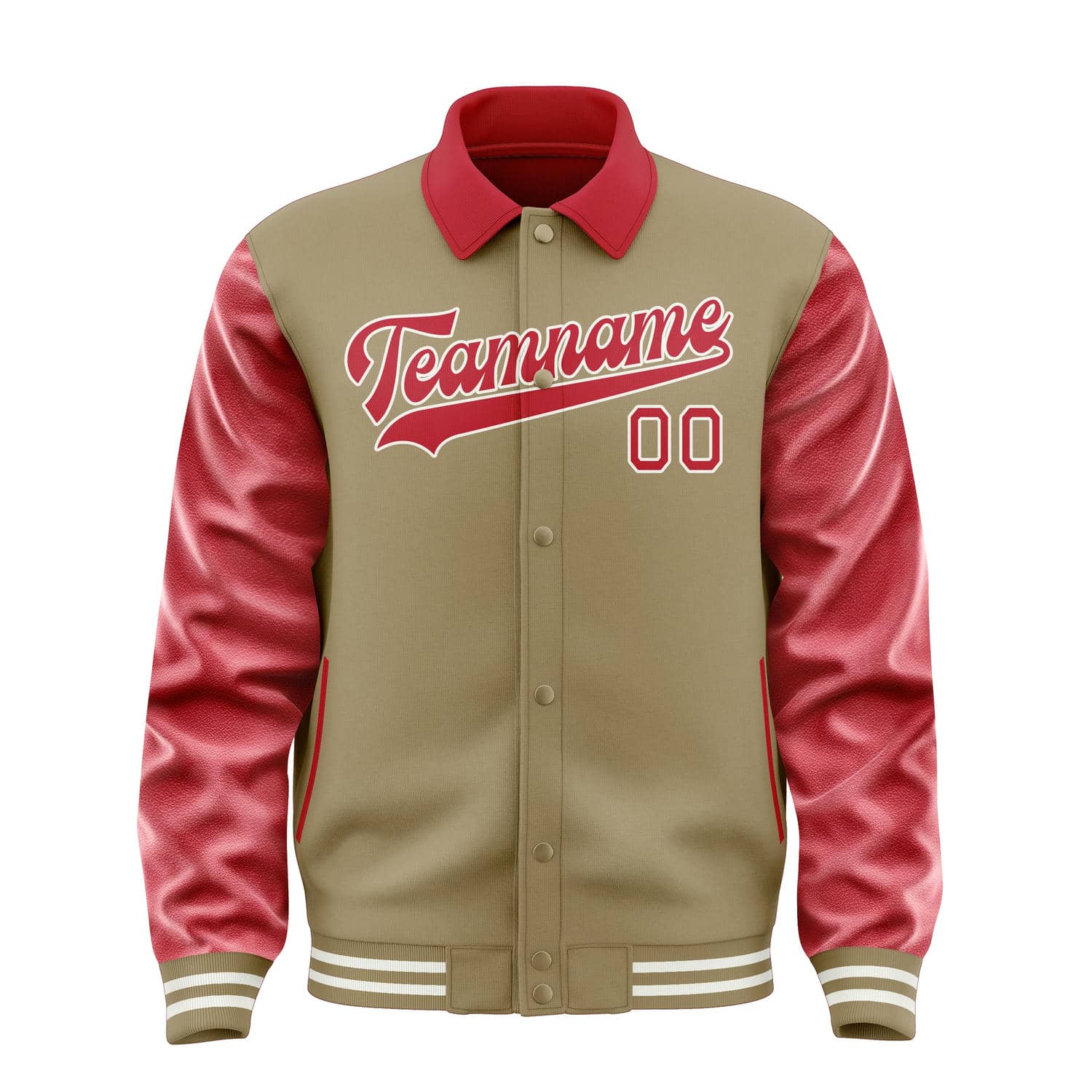 Custom Light Khaki Red Jacket