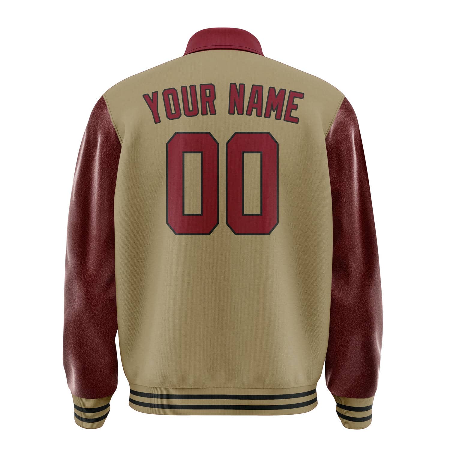 Custom Light Khaki Crimson Red Jacket