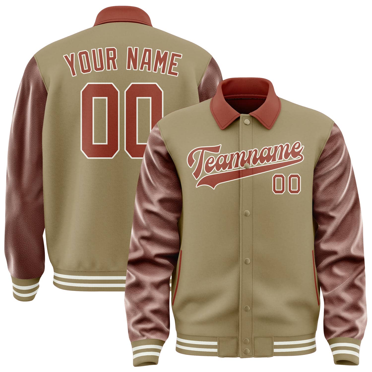 Custom Light Khaki Coral Red Jacket