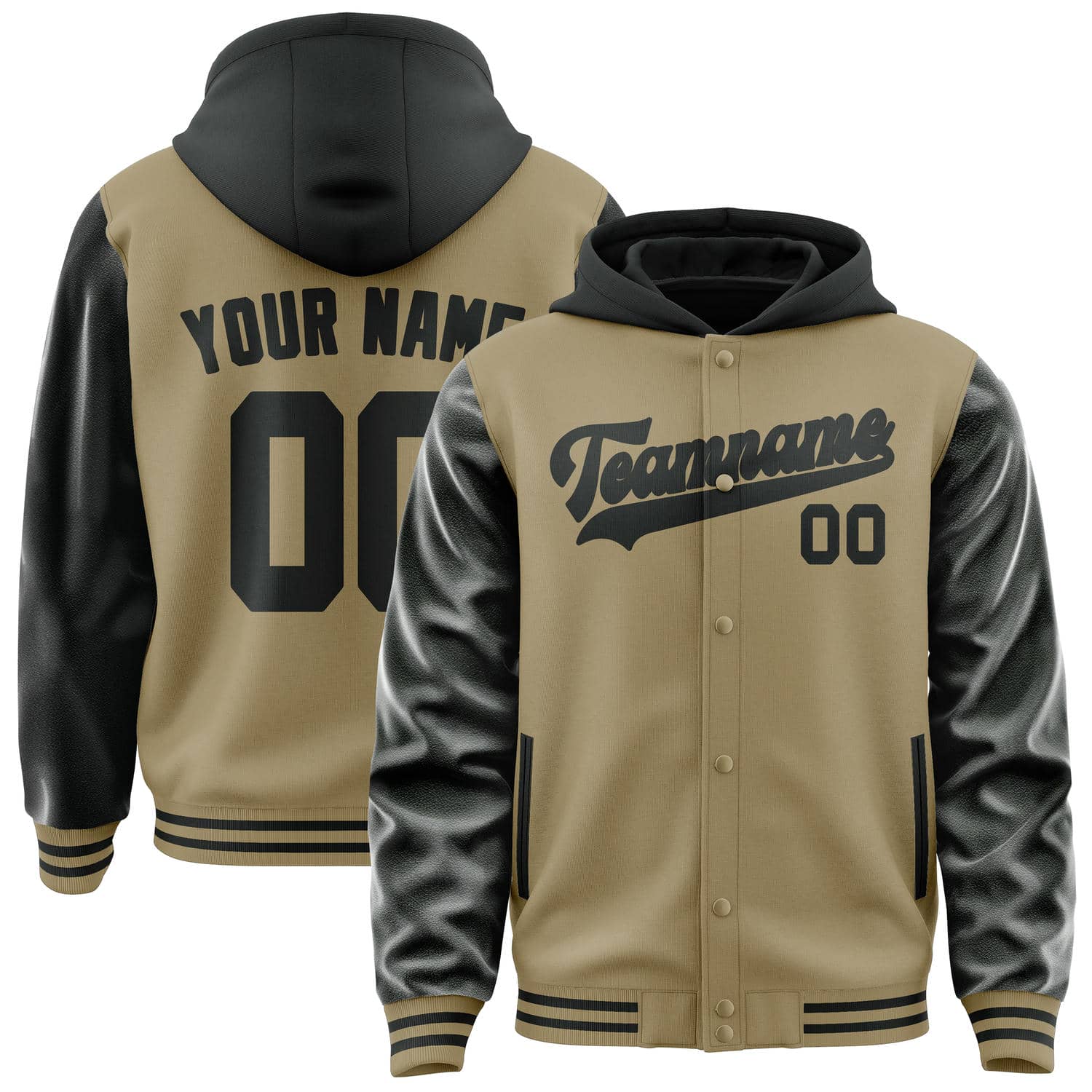 Custom Light Khaki Black Jacket