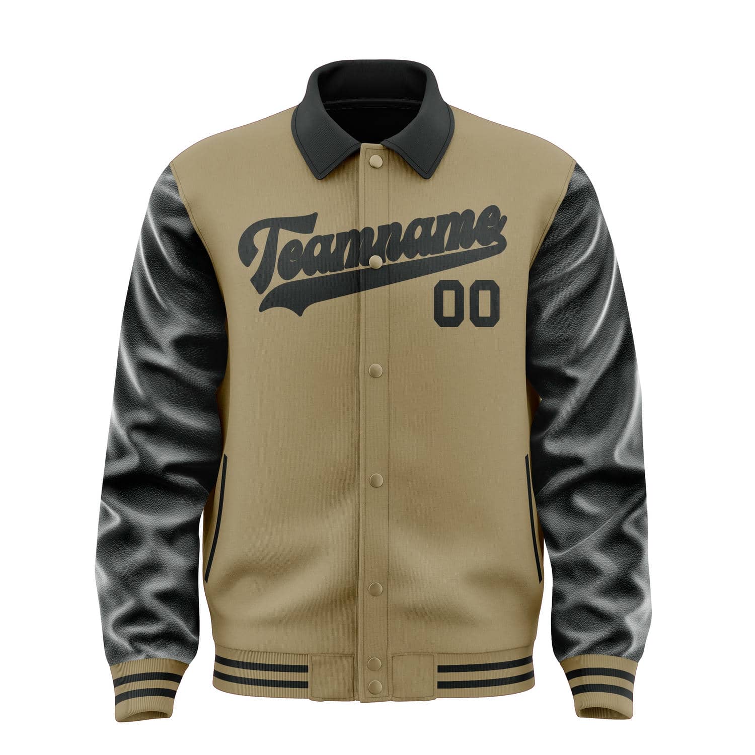 Custom Light Khaki Black Jacket