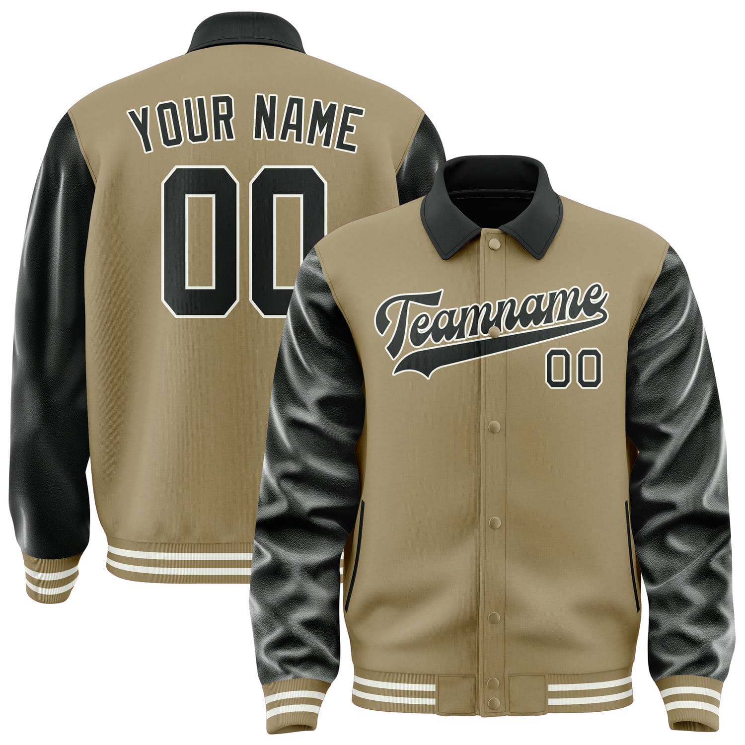Custom Light Khaki Black Jacket