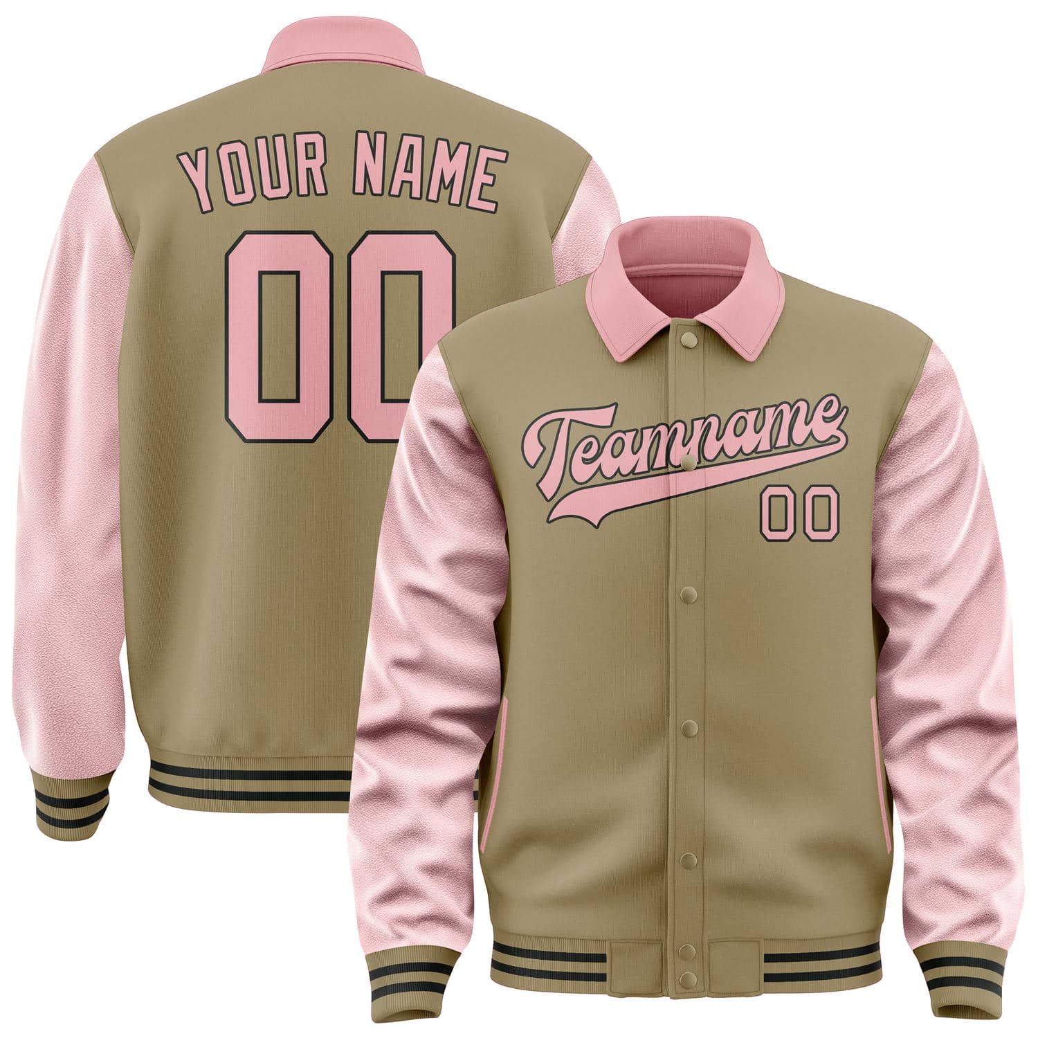 Custom Light Khaki Light Pink Jacket