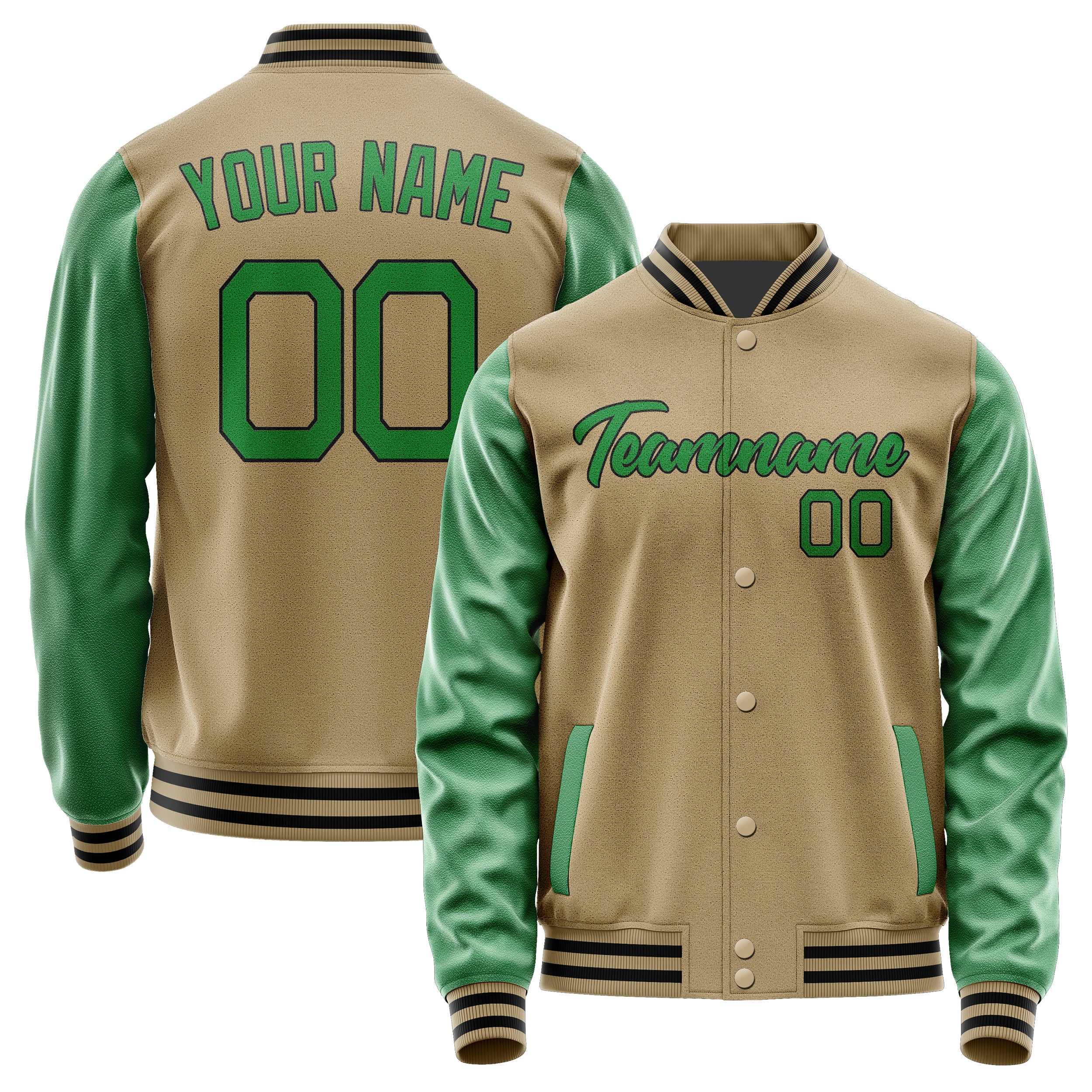 Custom Light Khaki Emerald Green Jacket JA2525242517B21724