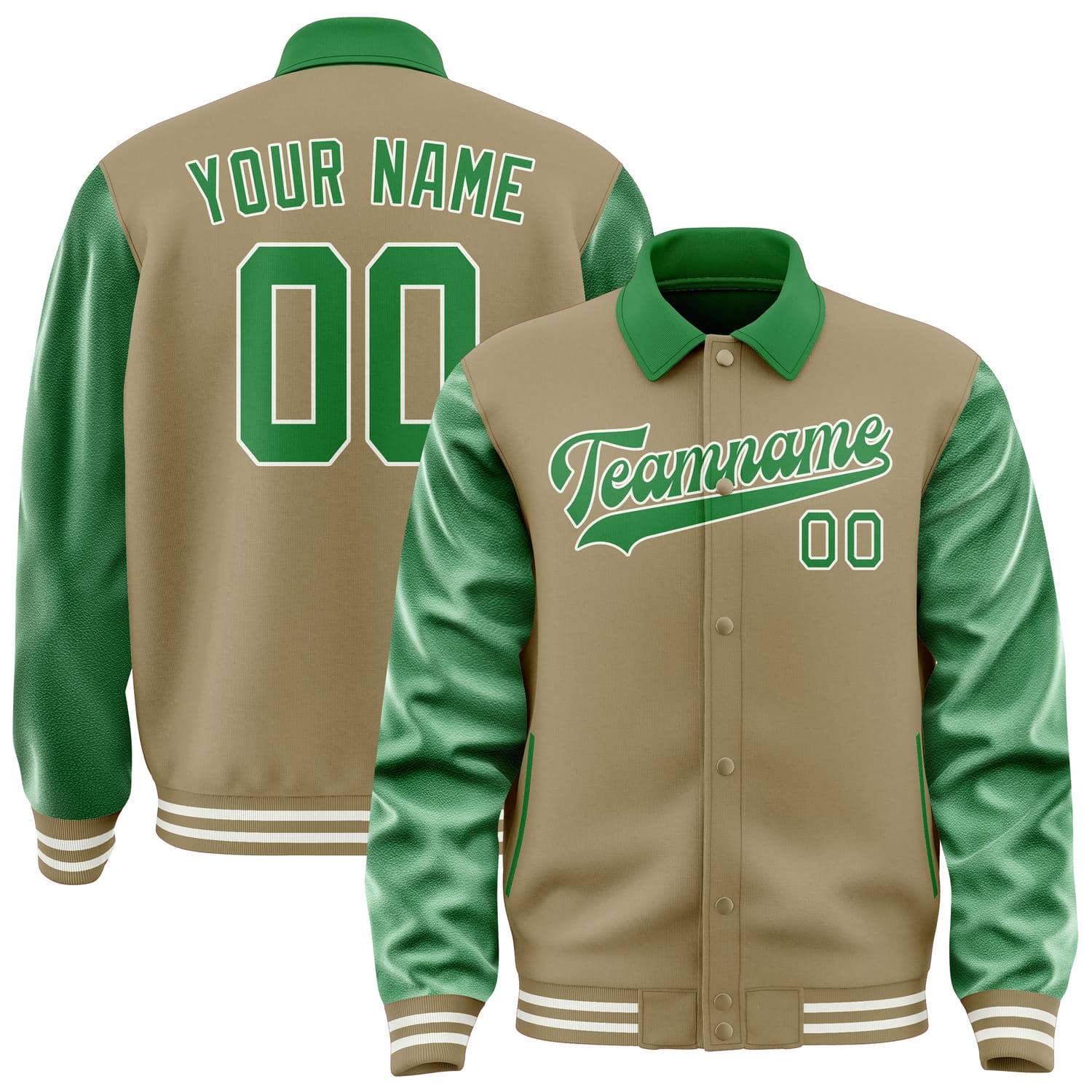 Custom Light Khaki Emerald Green Jacket