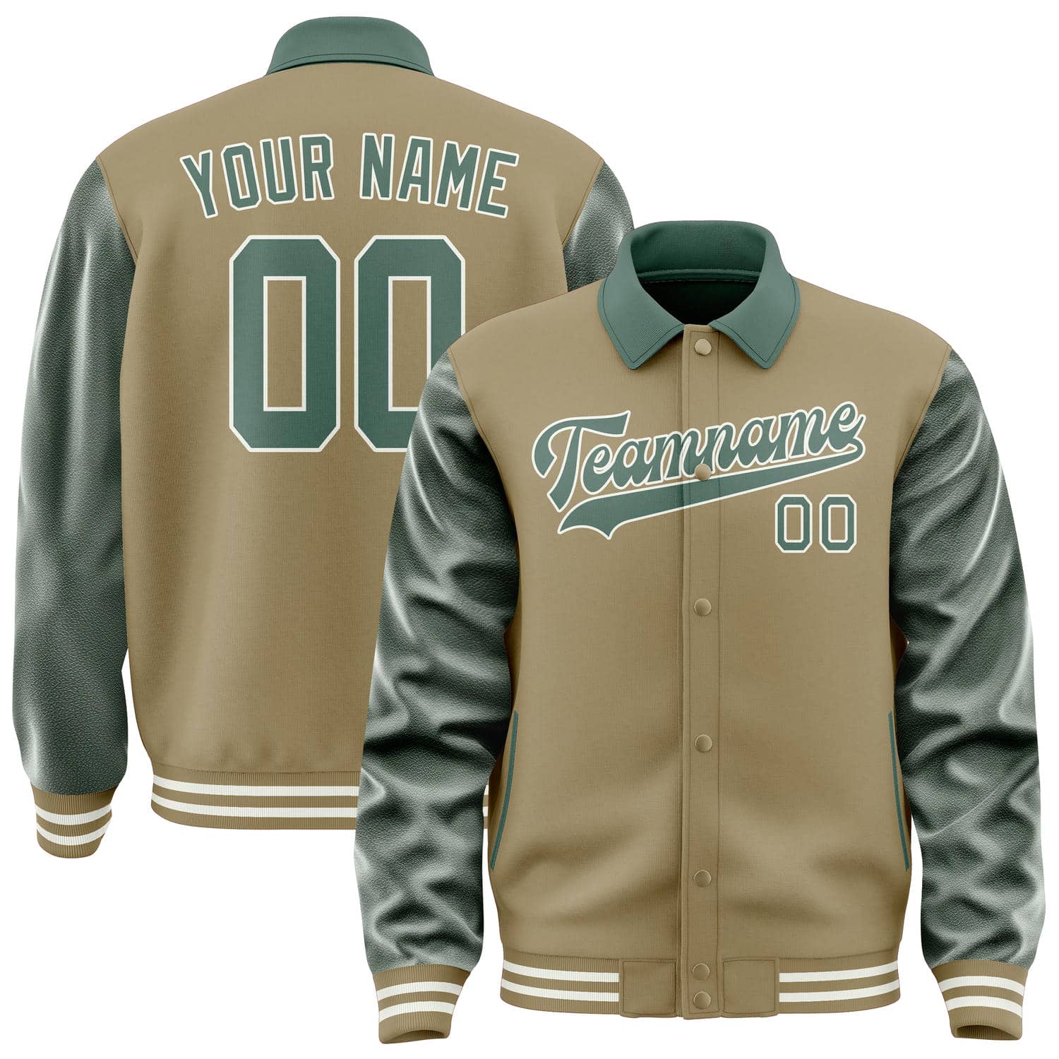 Custom Light Khaki Blue Green Jacket