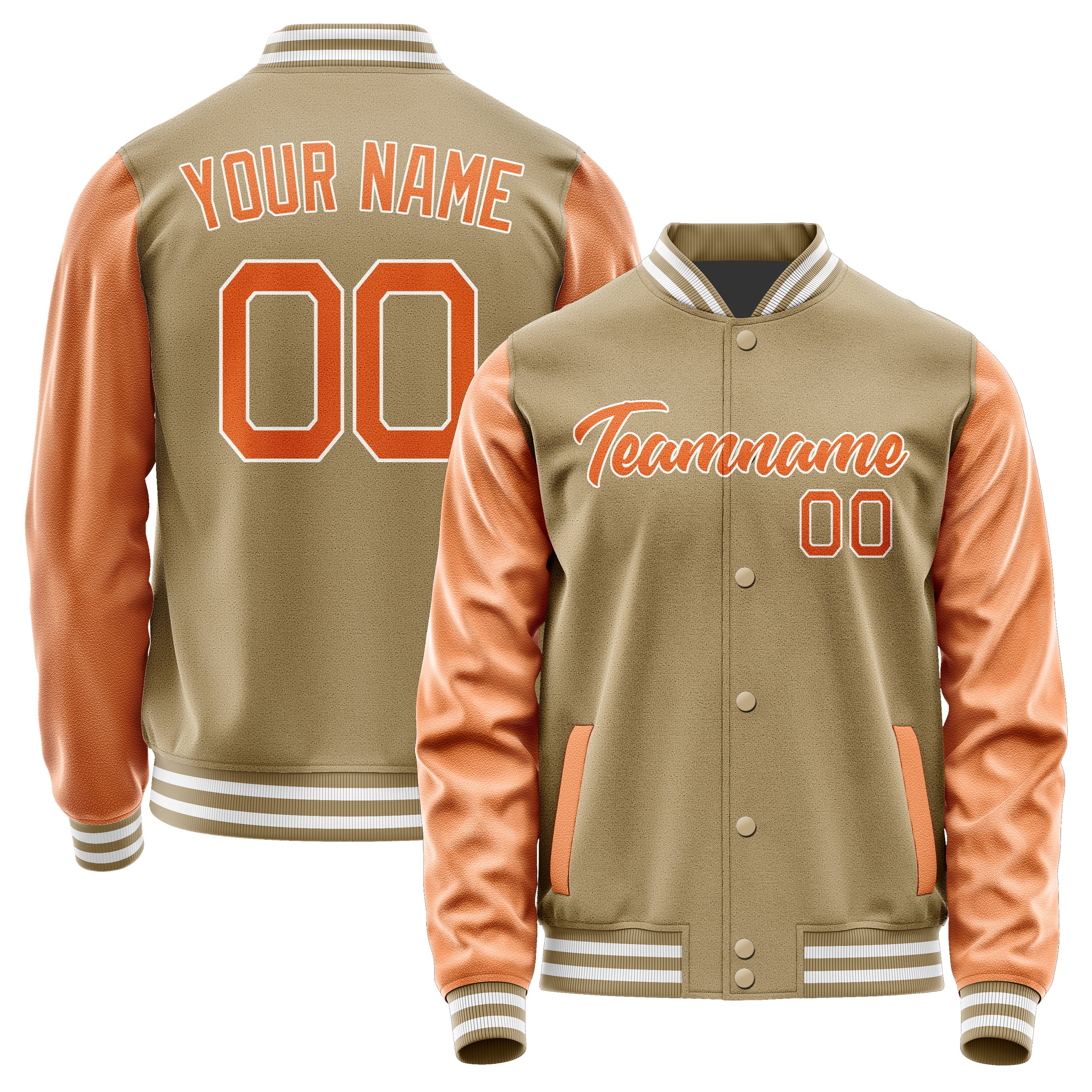 Custom Light Khaki Orange Jacket JA2525282518B21828