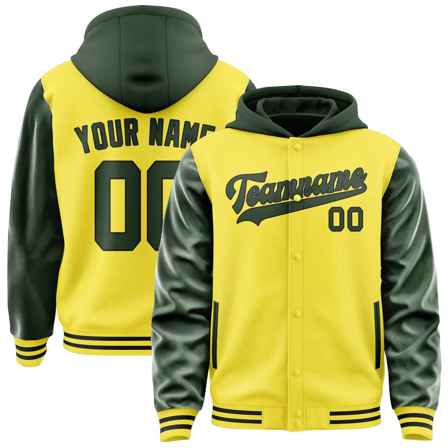 Custom Light Yellow Dark Green Jacket