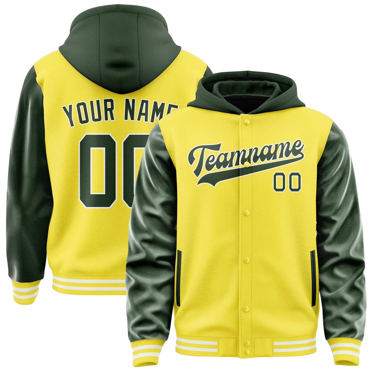 Custom Light Yellow Dark Green Jacket