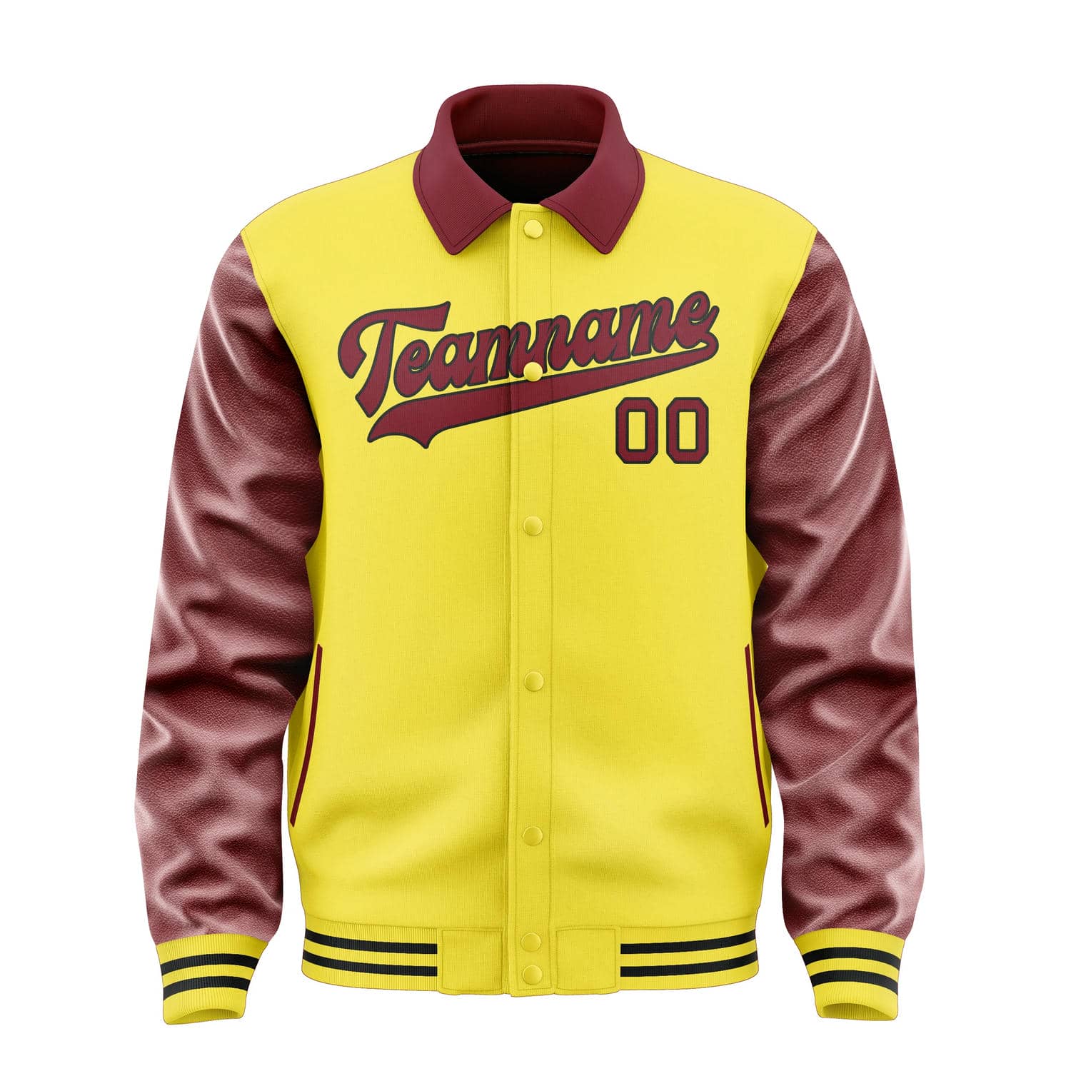 Custom Light Yellow Crimson Red Jacket