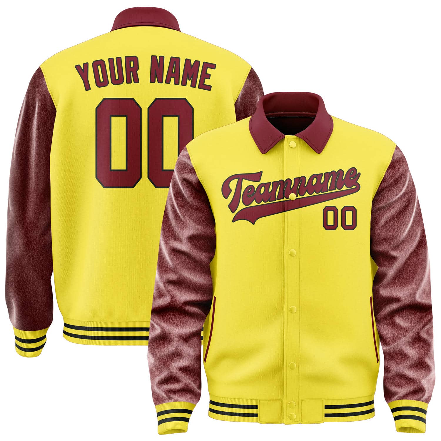 Custom Light Yellow Crimson Red Jacket