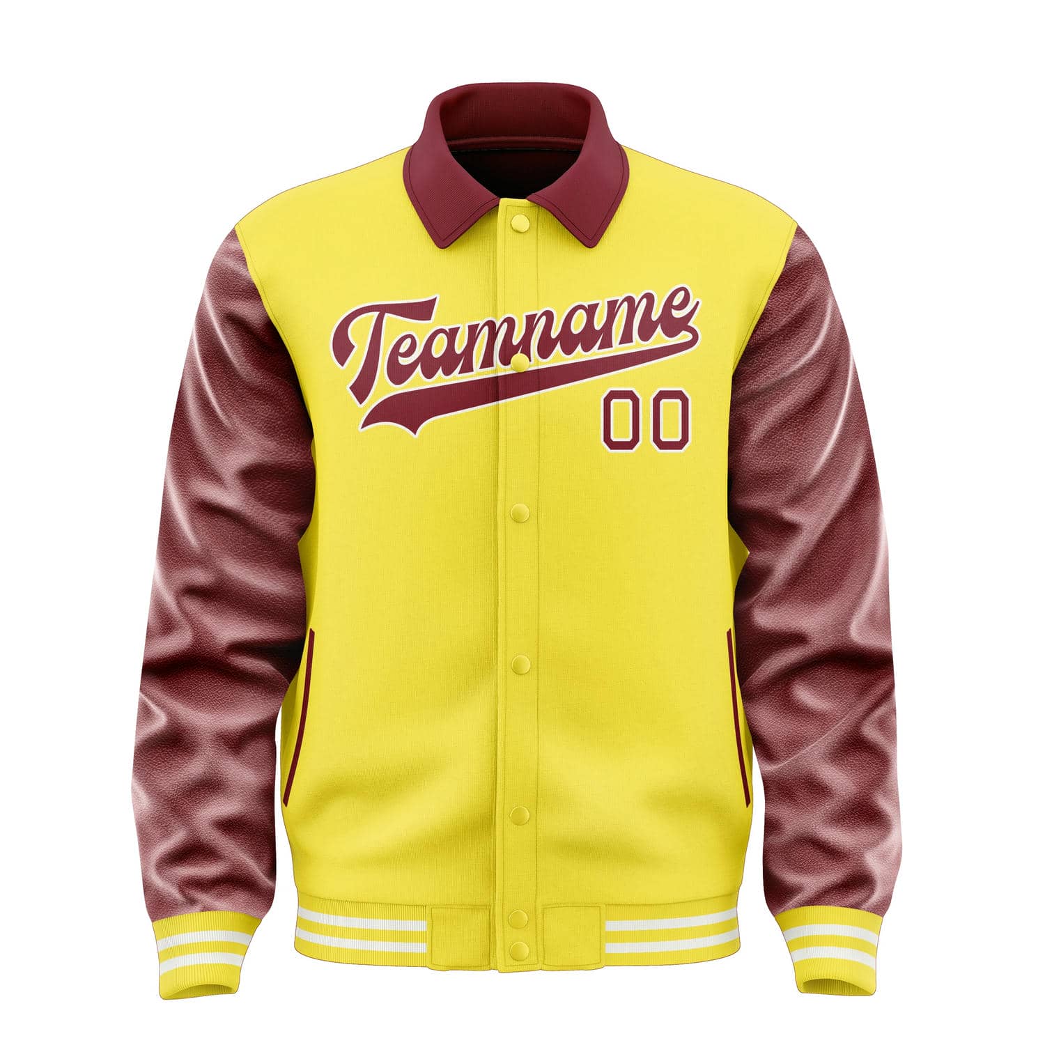 Custom Light Yellow Crimson Red Jacket