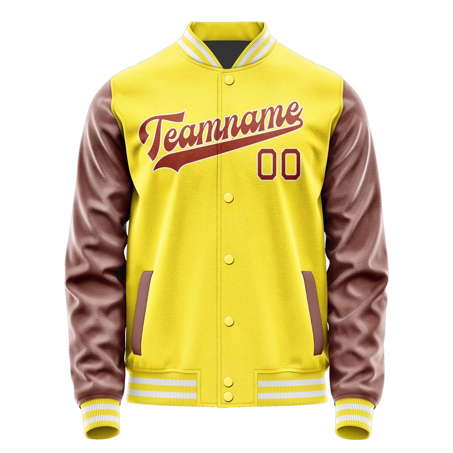 Custom Light Yellow Coral Red Jacket JA2626162618B31816