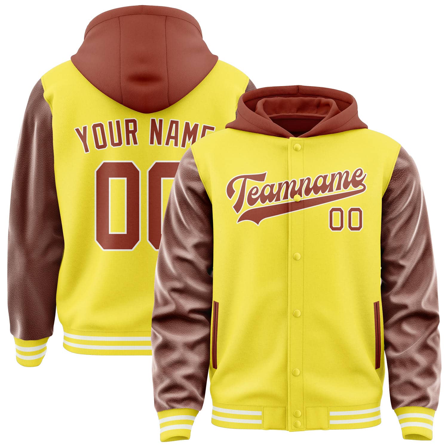 Custom Light Yellow Coral Red Jacket