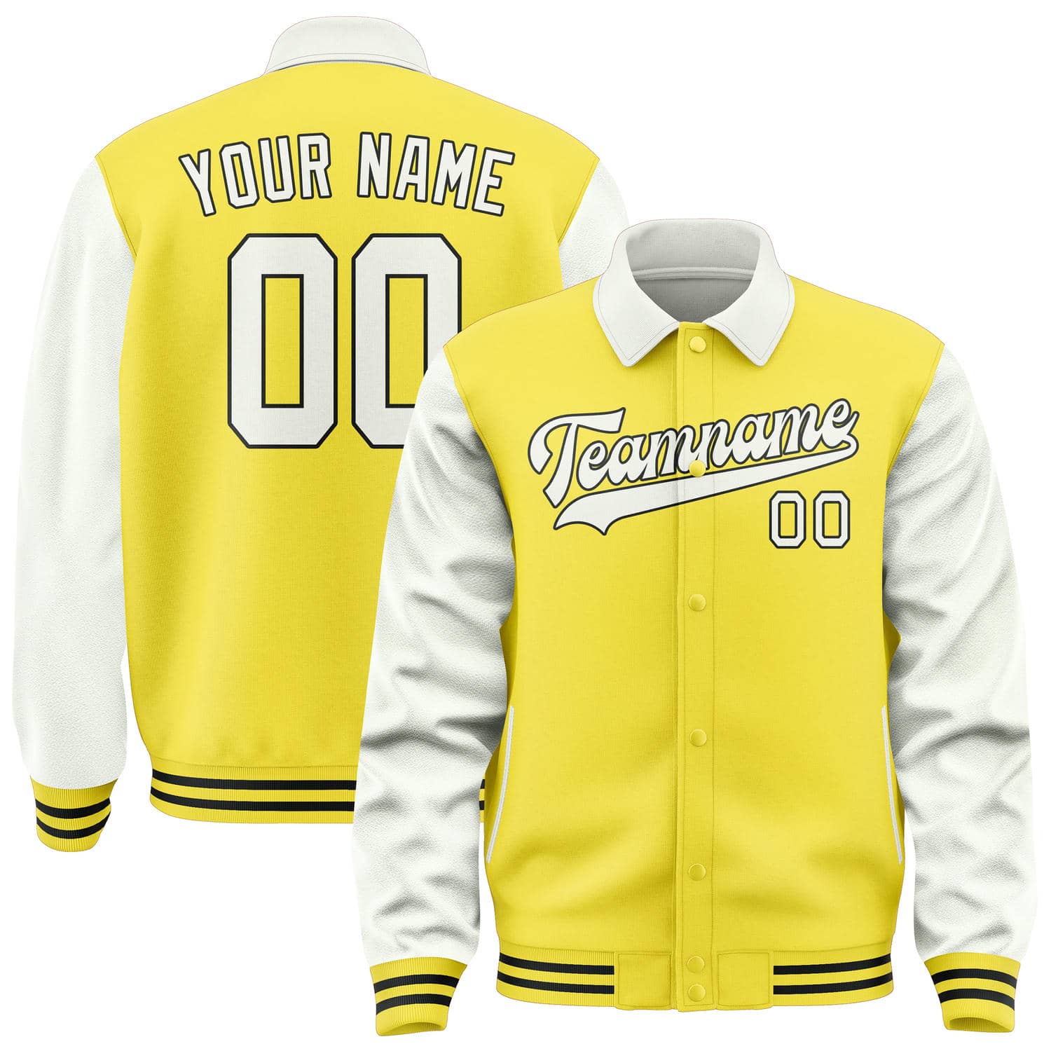 Custom Light Yellow White Jacket