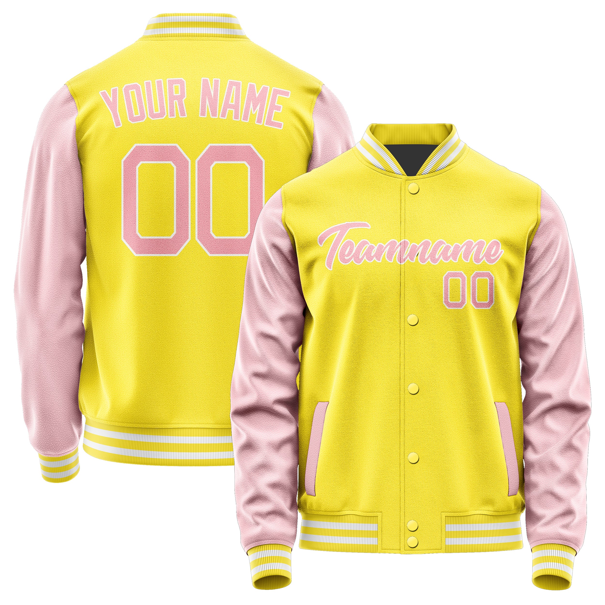 Custom Light Yellow Light Pink Jacket JA2626212618B21821