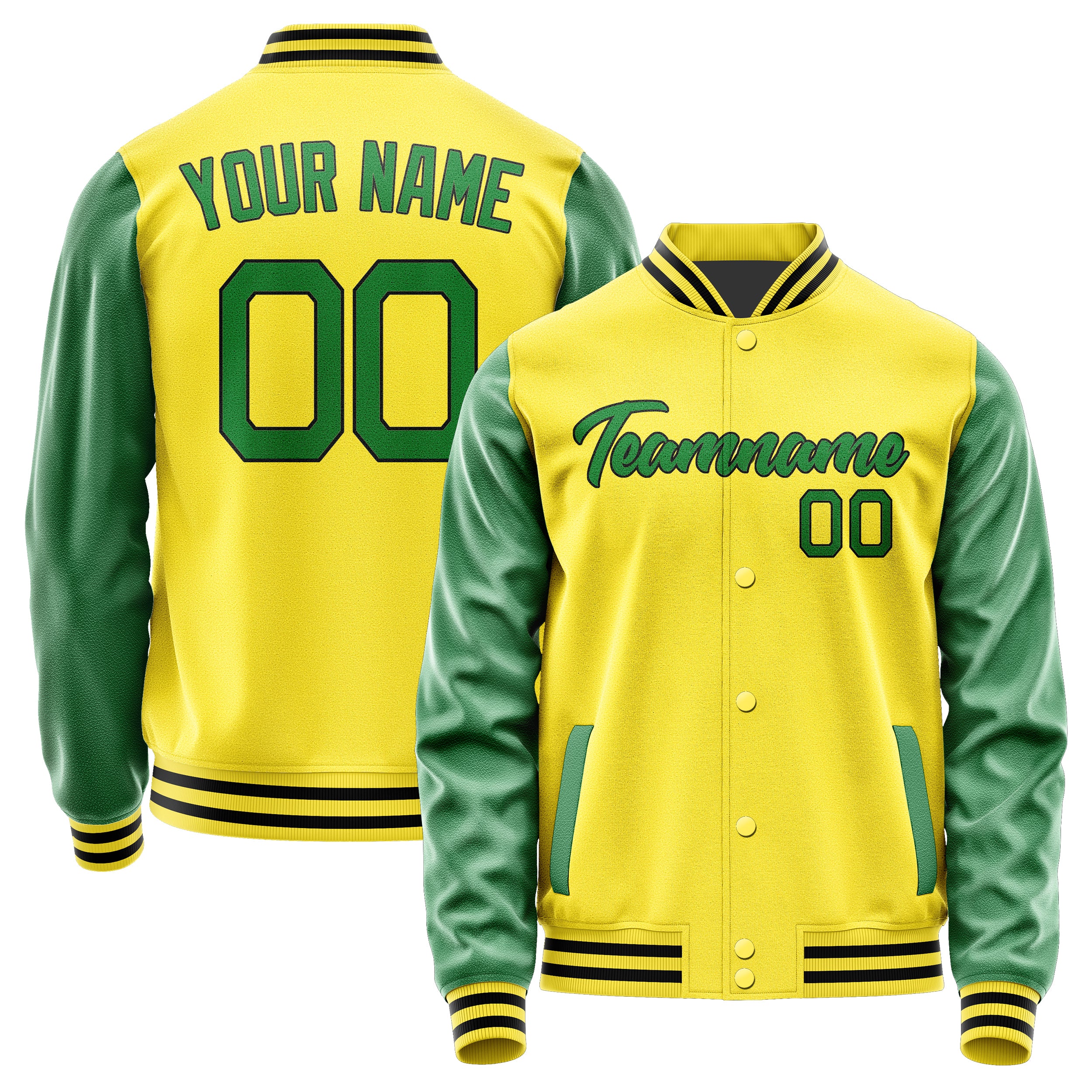 Custom Light Yellow Emerald Green Jacket JA2626242617B21724