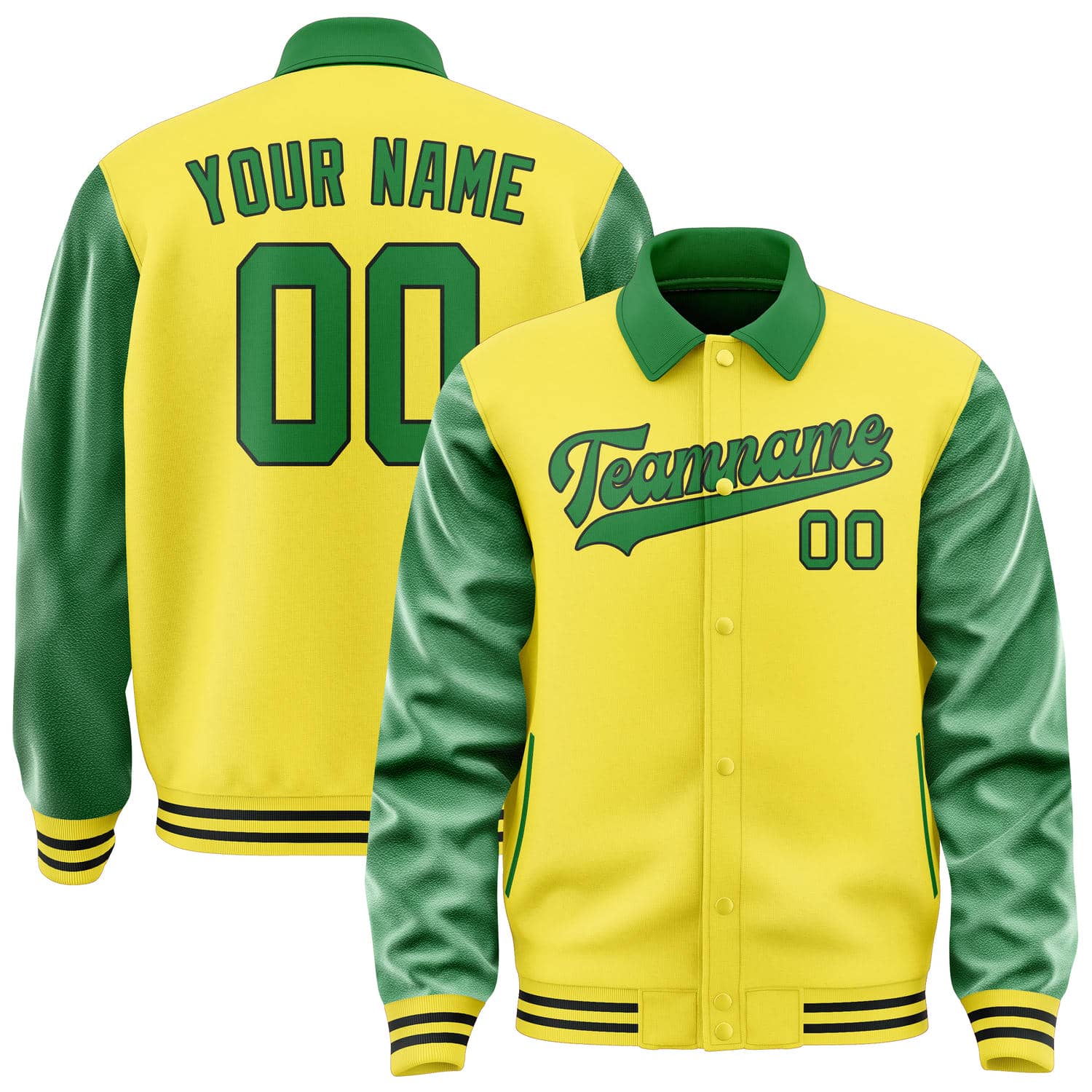 Custom Light Yellow Emerald Green Jacket