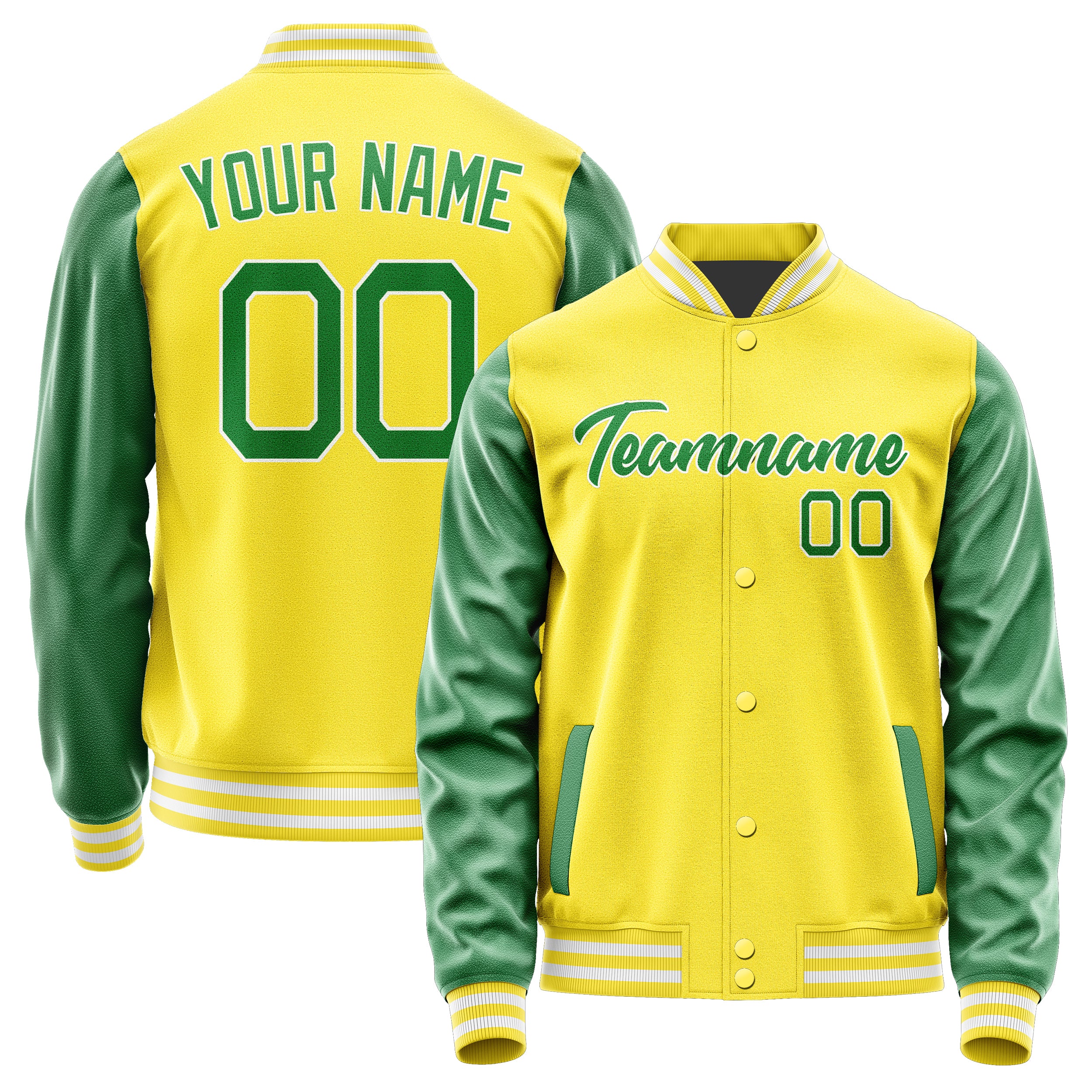 Custom Light Yellow Emerald Green Jacket JA2626242618B21824