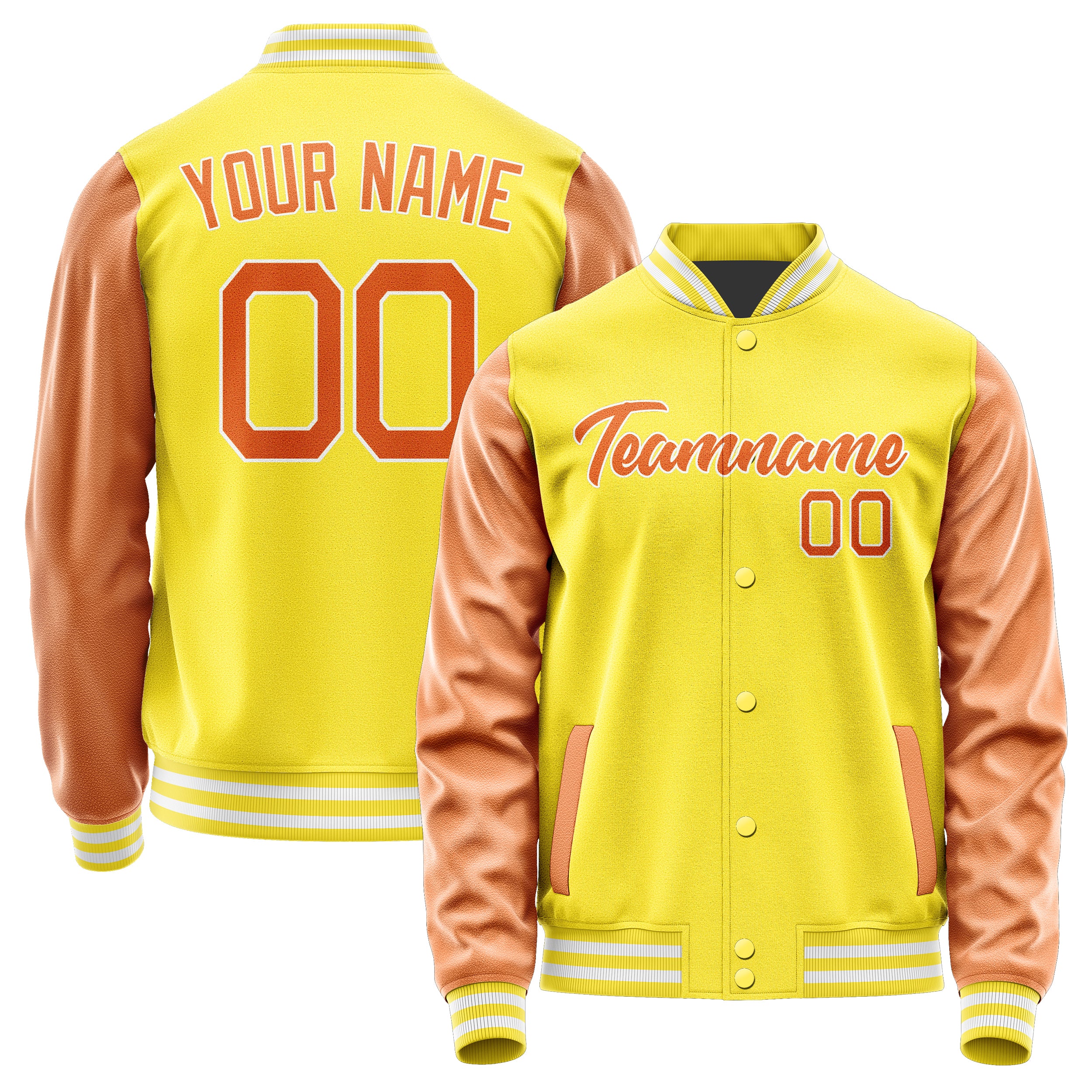 Custom Light Yellow Orange Jacket JA2626282618B21828