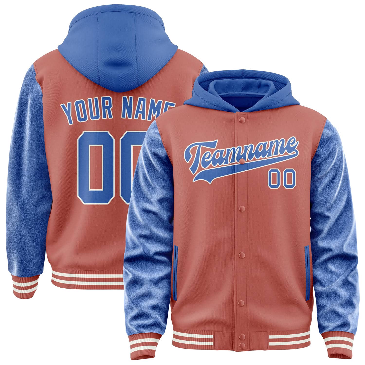 Custom Copper Rose Sky Blue Jacket