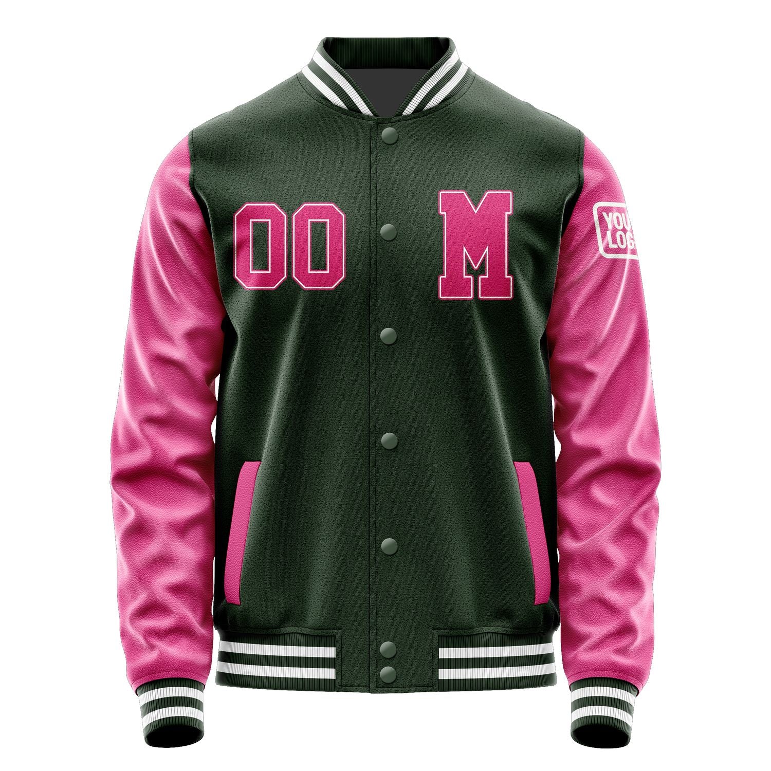 Custom Dark Green Pink Jacket Jb0606130618131818