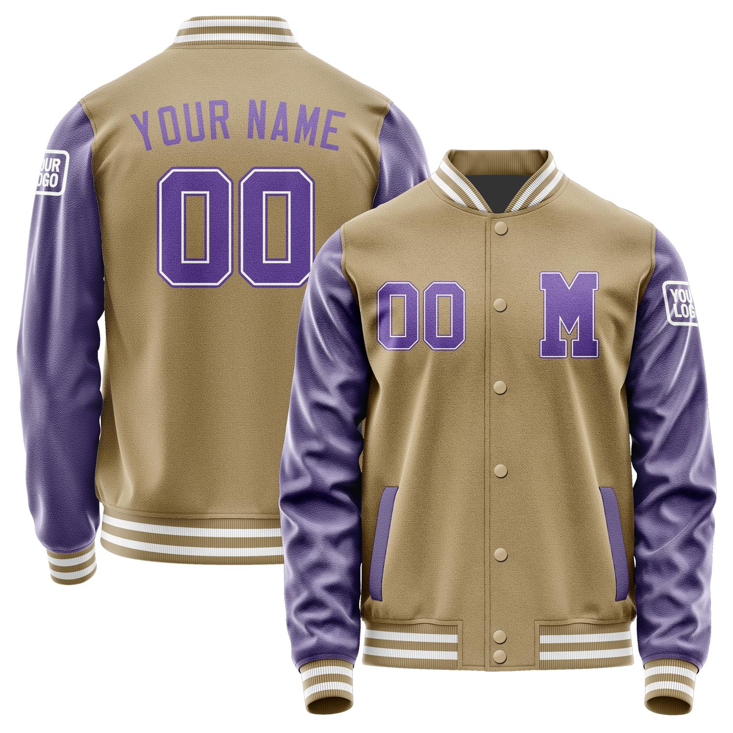 Custom Light Khaki Light Purple Jacket Jb2525232518231818