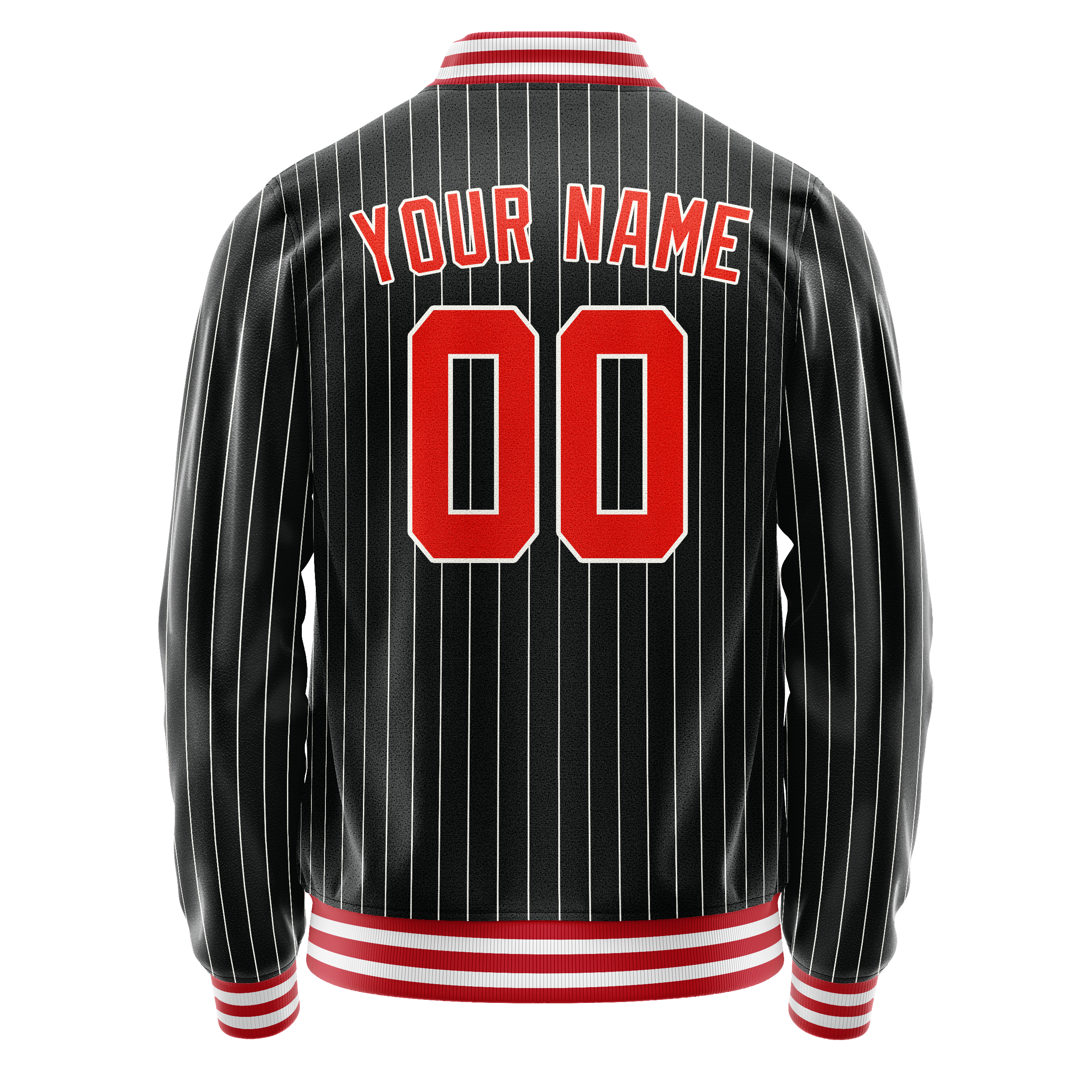 Custom Black Orange Gray Pinstripe Varsity Letterman Jacket JA02240617HF037