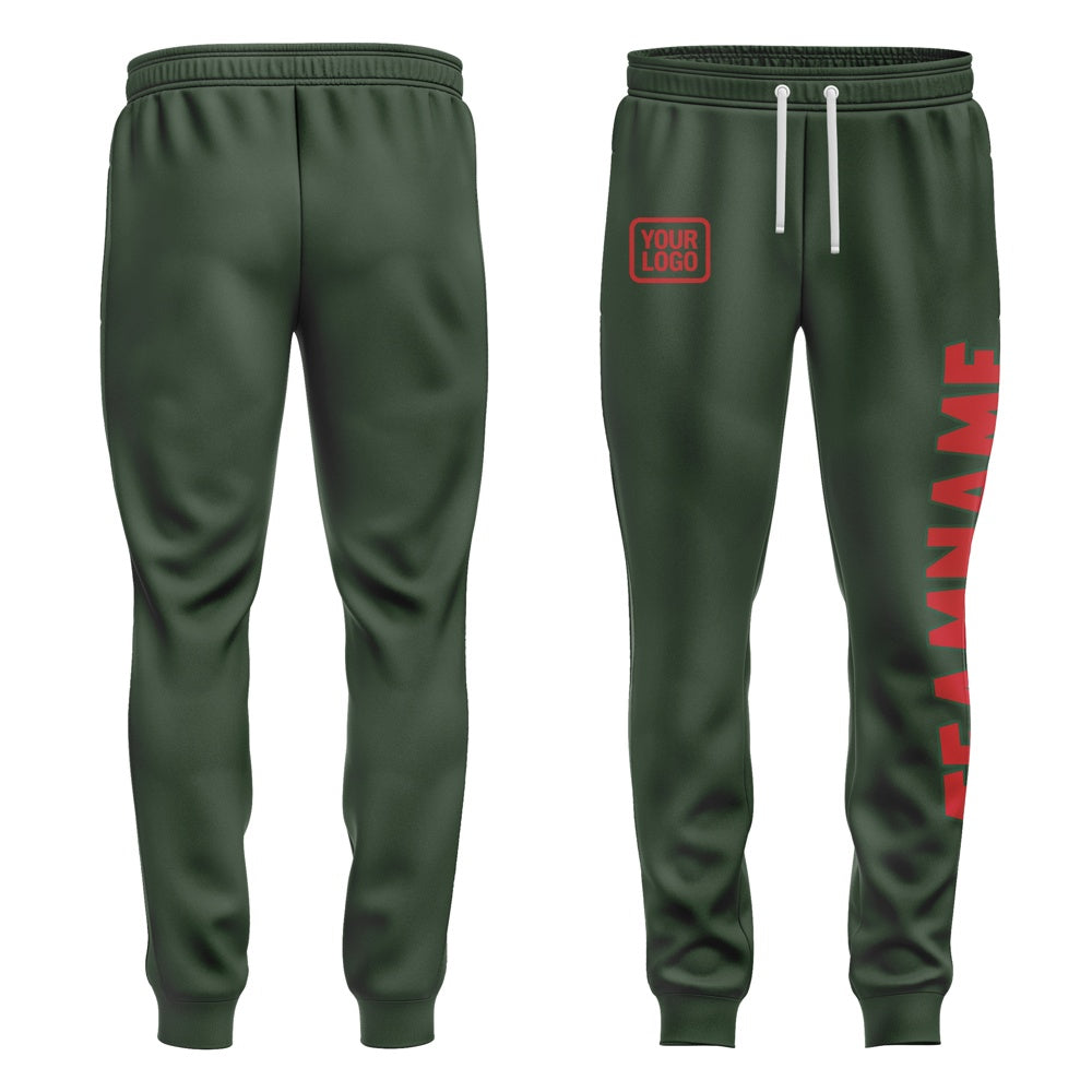 Custom Dark Green Red Pants