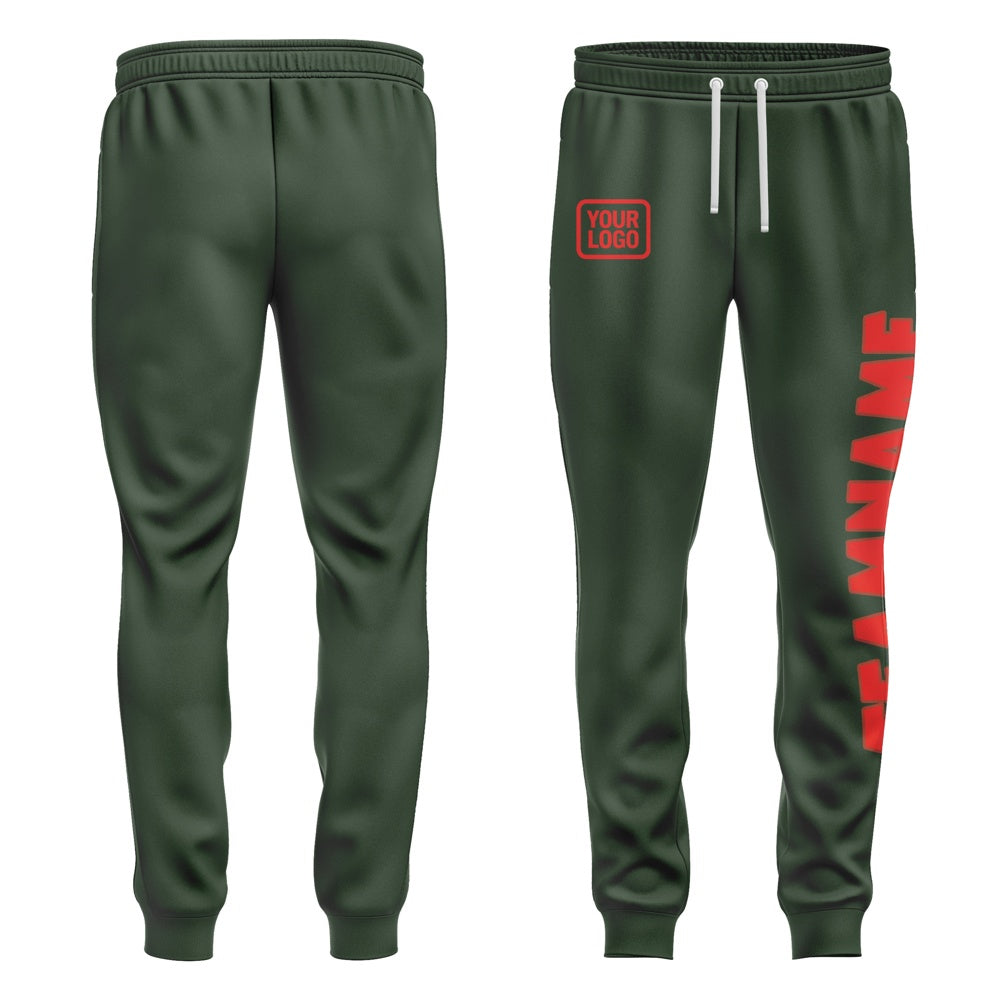 Custom Dark Green Orange Red Pants