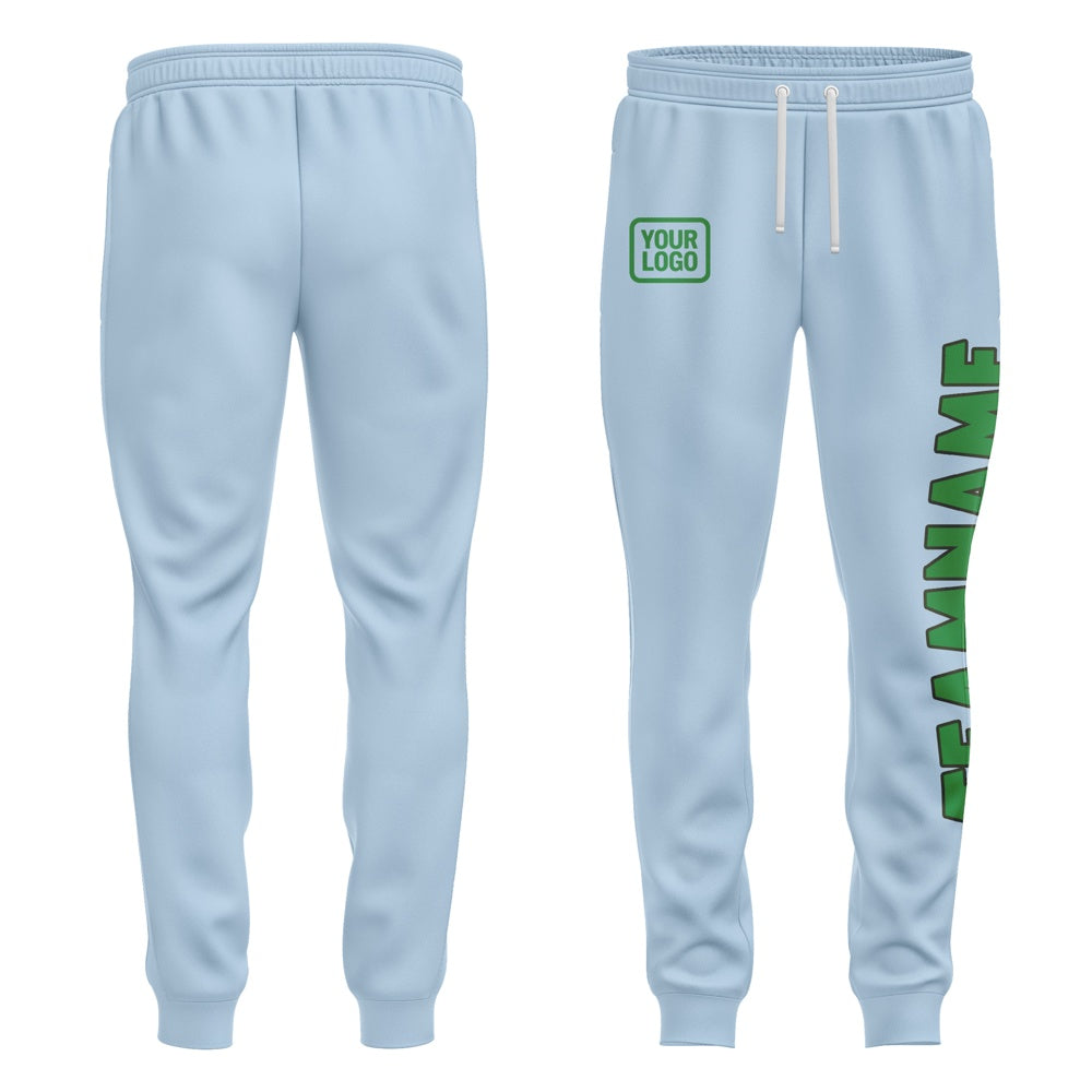 Custom Light Blue Emerald Green Pants