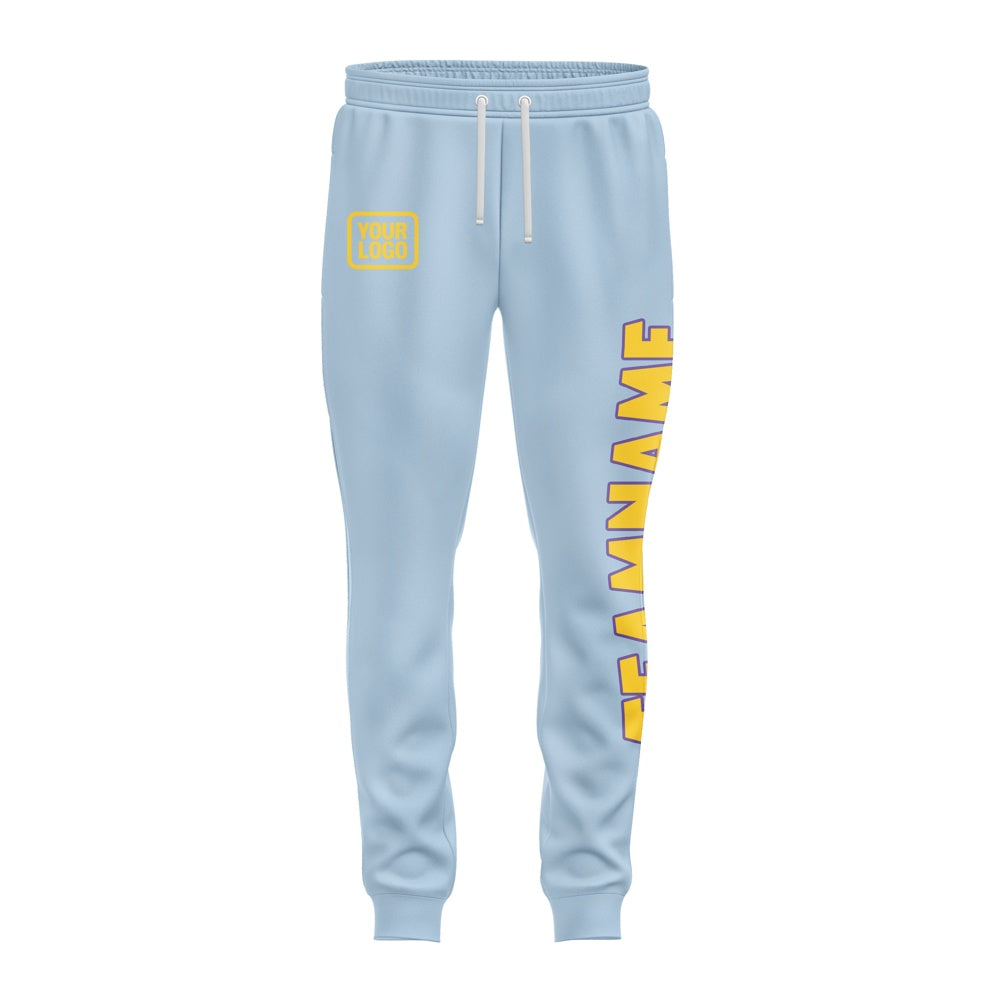 Custom Light Blue Gold Pants