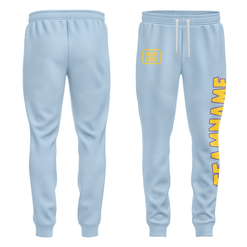 Custom Light Blue Gold Pants
