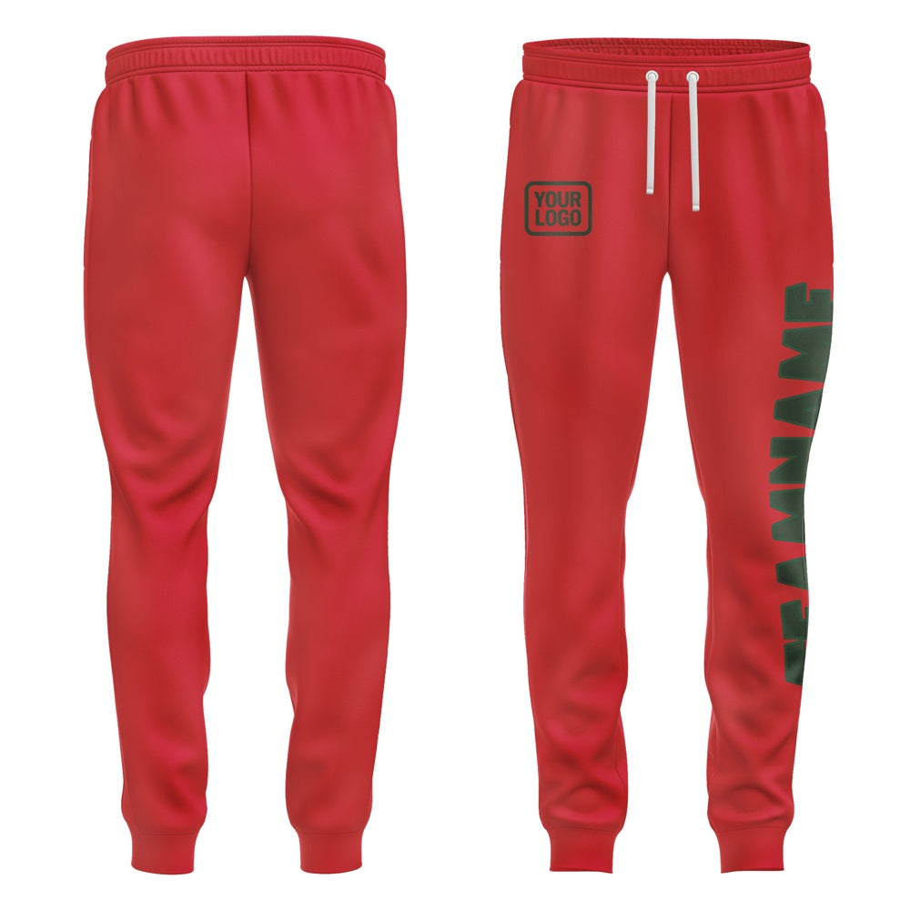 Custom Red Dark Green Pants