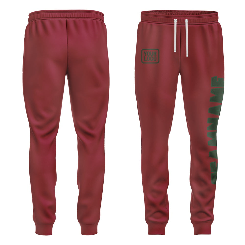 Custom Crimson Red Dark Green Pants