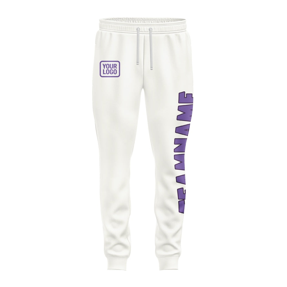 Custom White Light Purple Pants