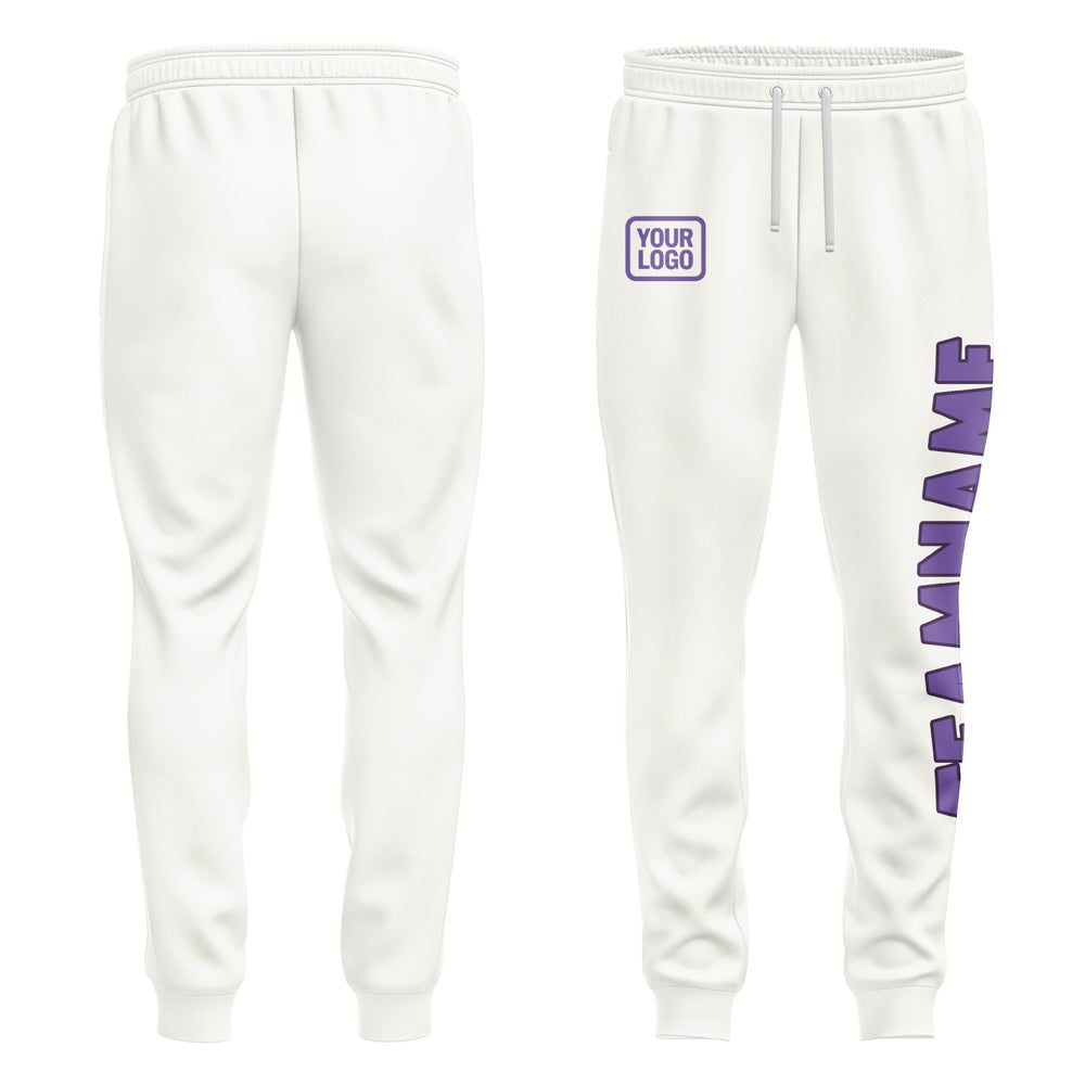 Custom White Light Purple Pants