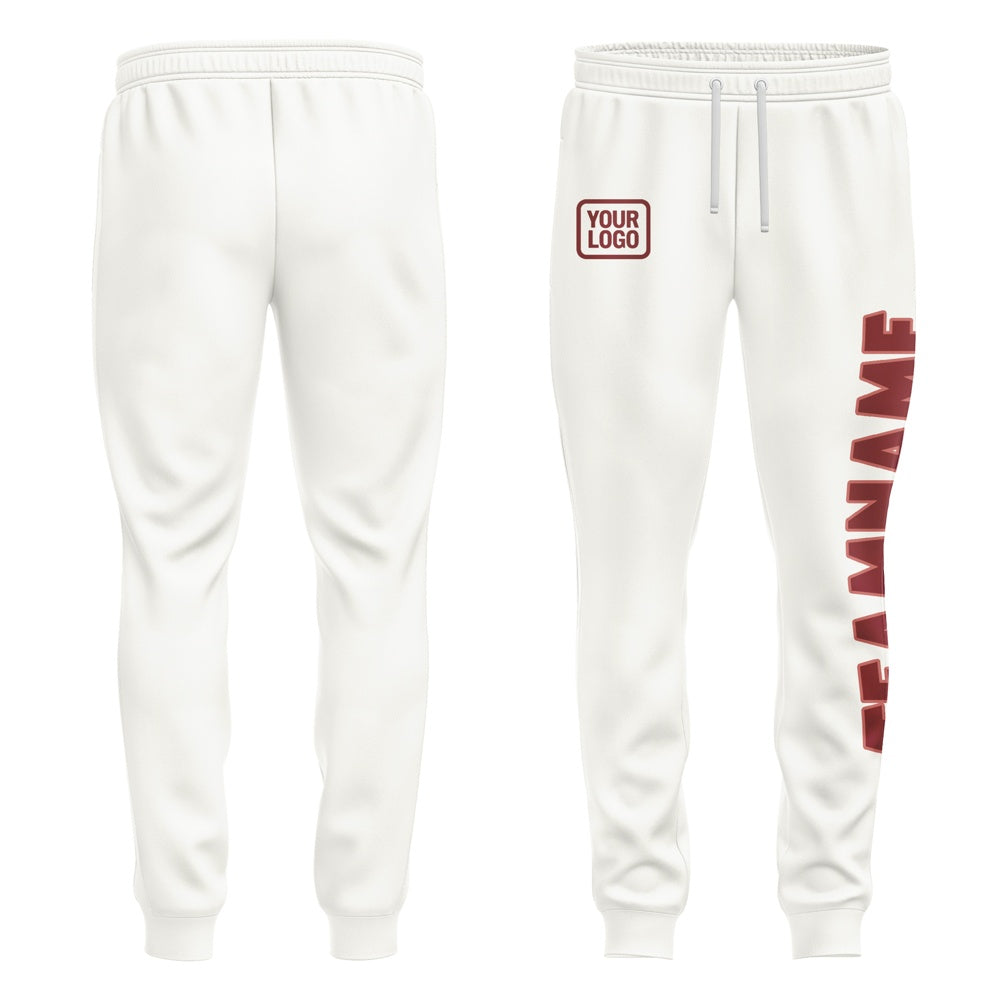 Custom White Crimson Red Pants